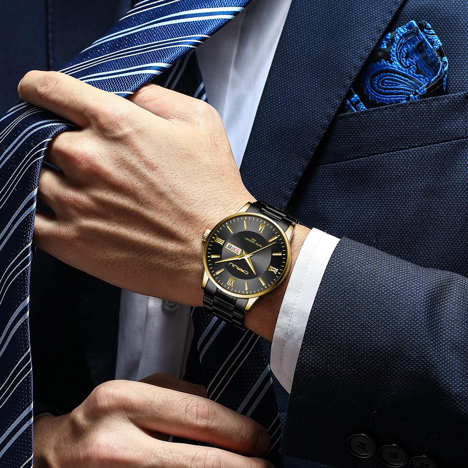 Luxury Stainless Steel Men's Watch - Business Chronograph Analog Quartz Wristwatch with Date for Professionals | Perfect for Office, Formal Events & Daily Wear
