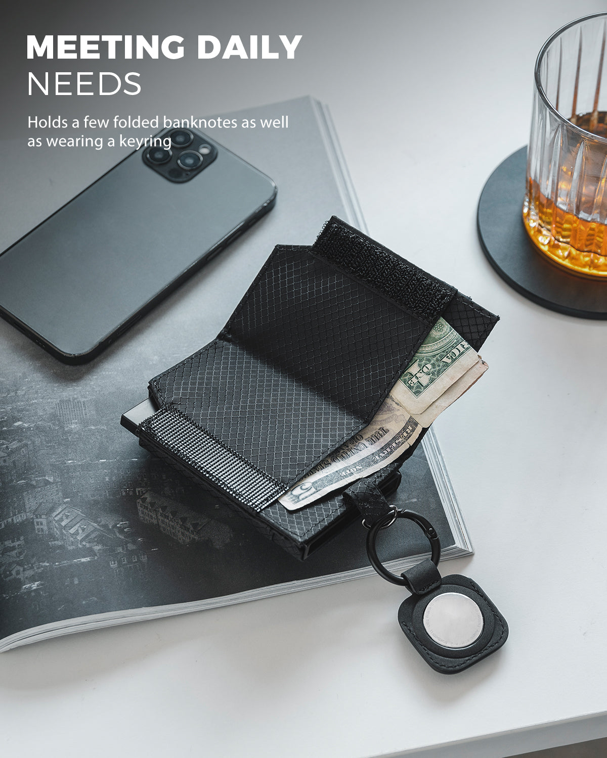 VC405 Bifold Pop Up Wallet with Money Compartment & D Buckle - Slim RFID Blocking Leather Wallet for Men - Perfect for Travel, Business & Everyday Carry