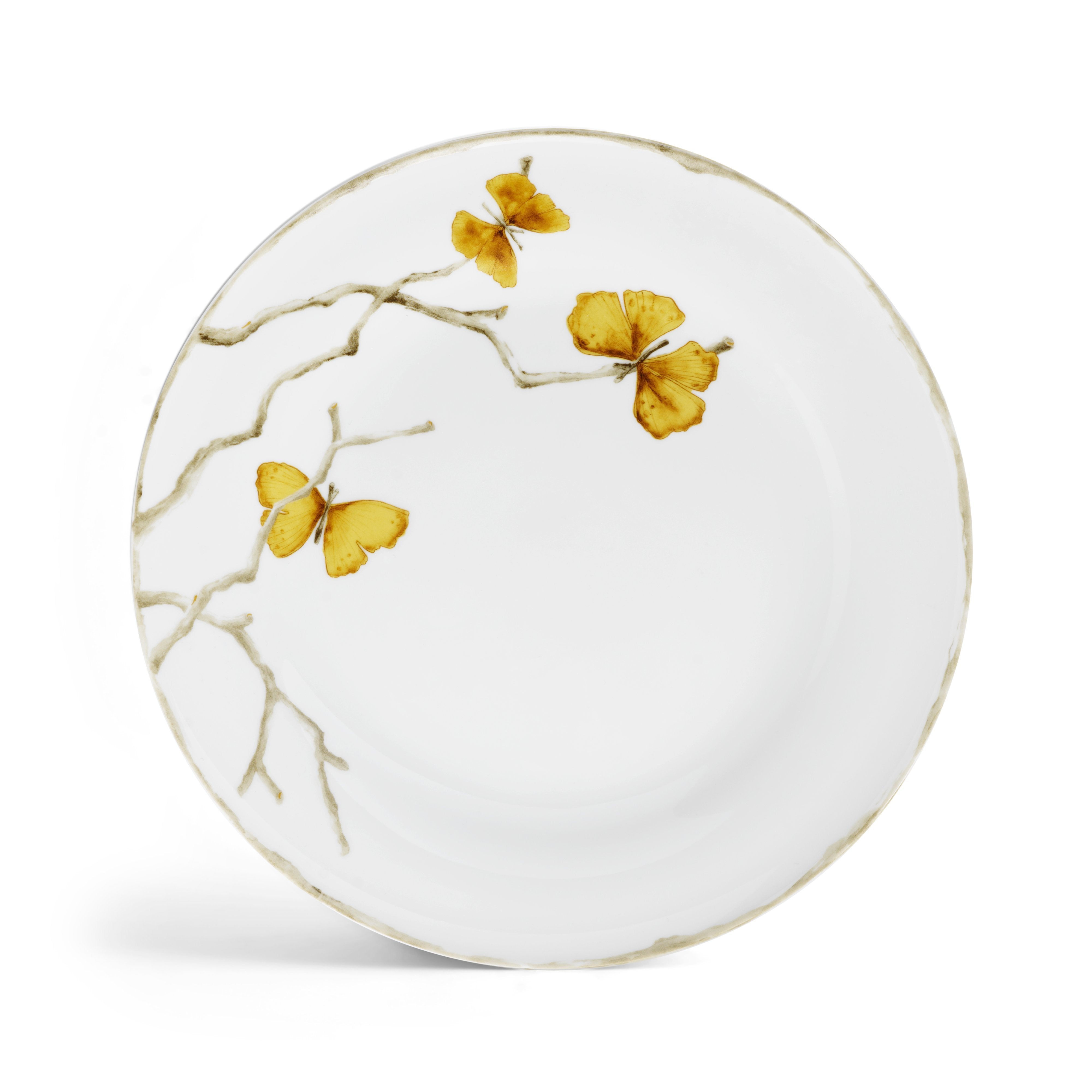 Butterfly Ginkgo Gold Dinnerware Set - Elegant Porcelain Plates, Bowls & Cups for Fine Dining, Wedding, and Special Occasions