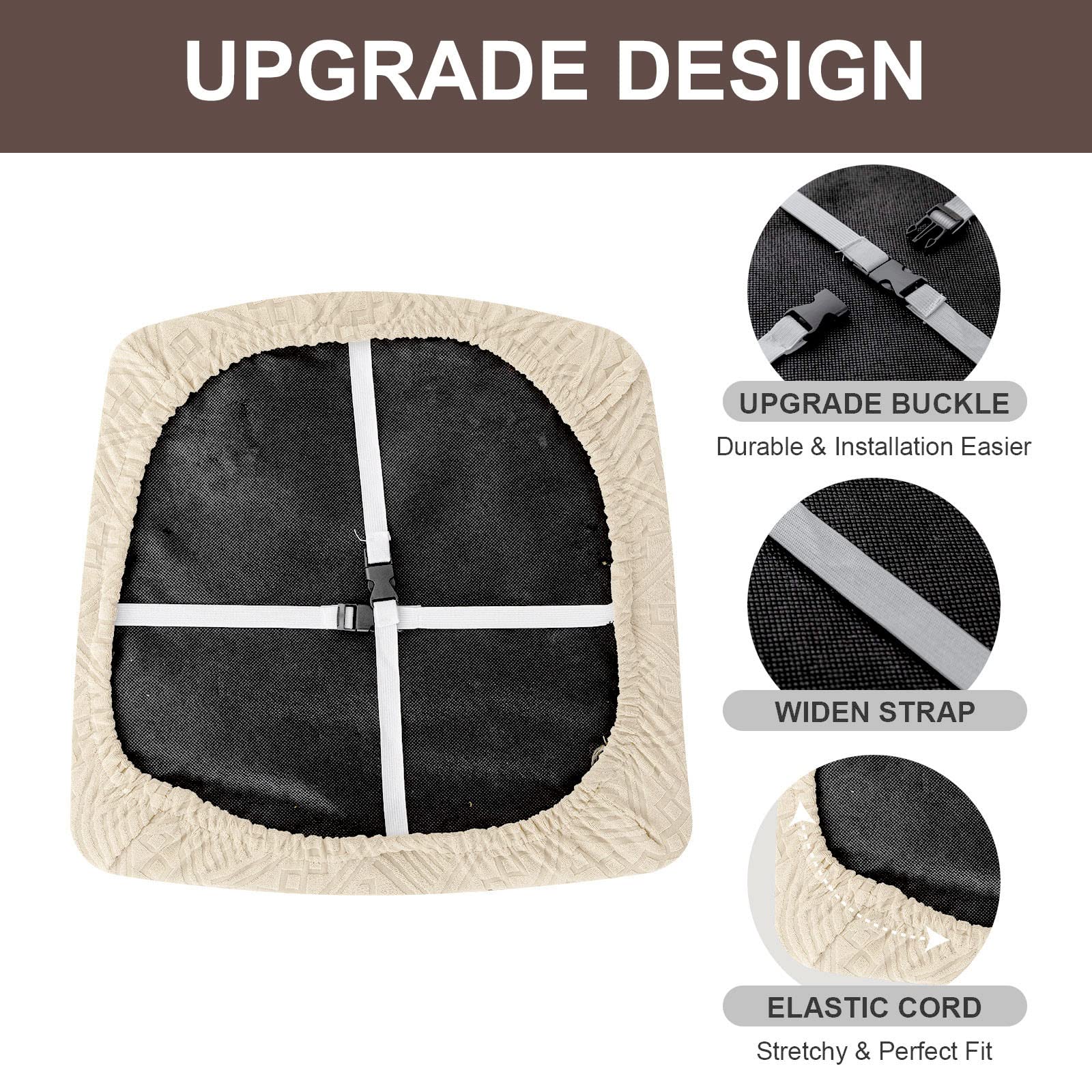 Waterproof Stretch Chair Covers for Dining Room - 4 Pack Beige | Kitchen & Hotel Use