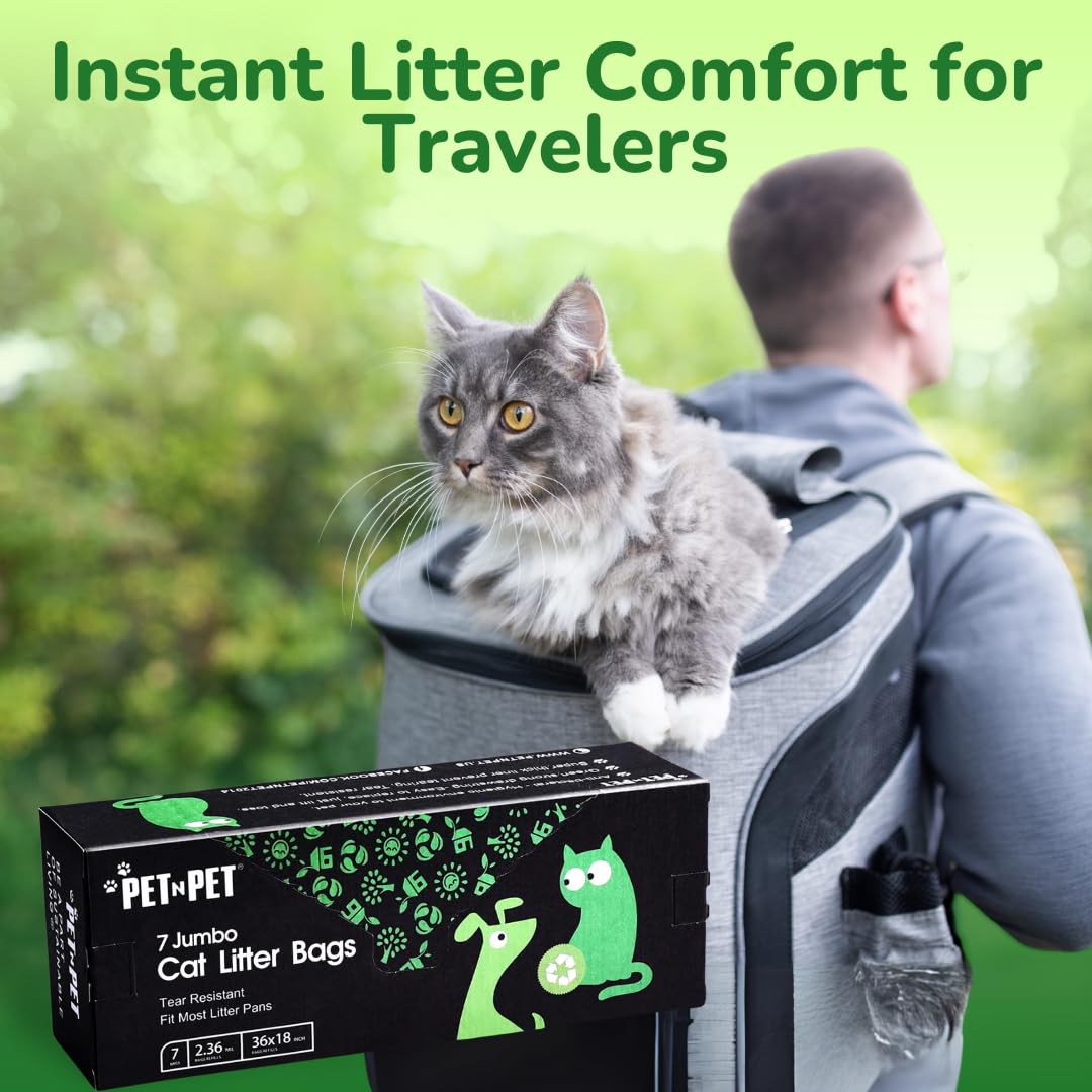 Pet N Pet Jumbo Cat Litter Box Liners - 14 Count Heavy-Duty Kitty Litter Bags for Large Cat Pans | Leak-Proof & Scent Control | Perfect for Multi-Cat Homes & Odor Control