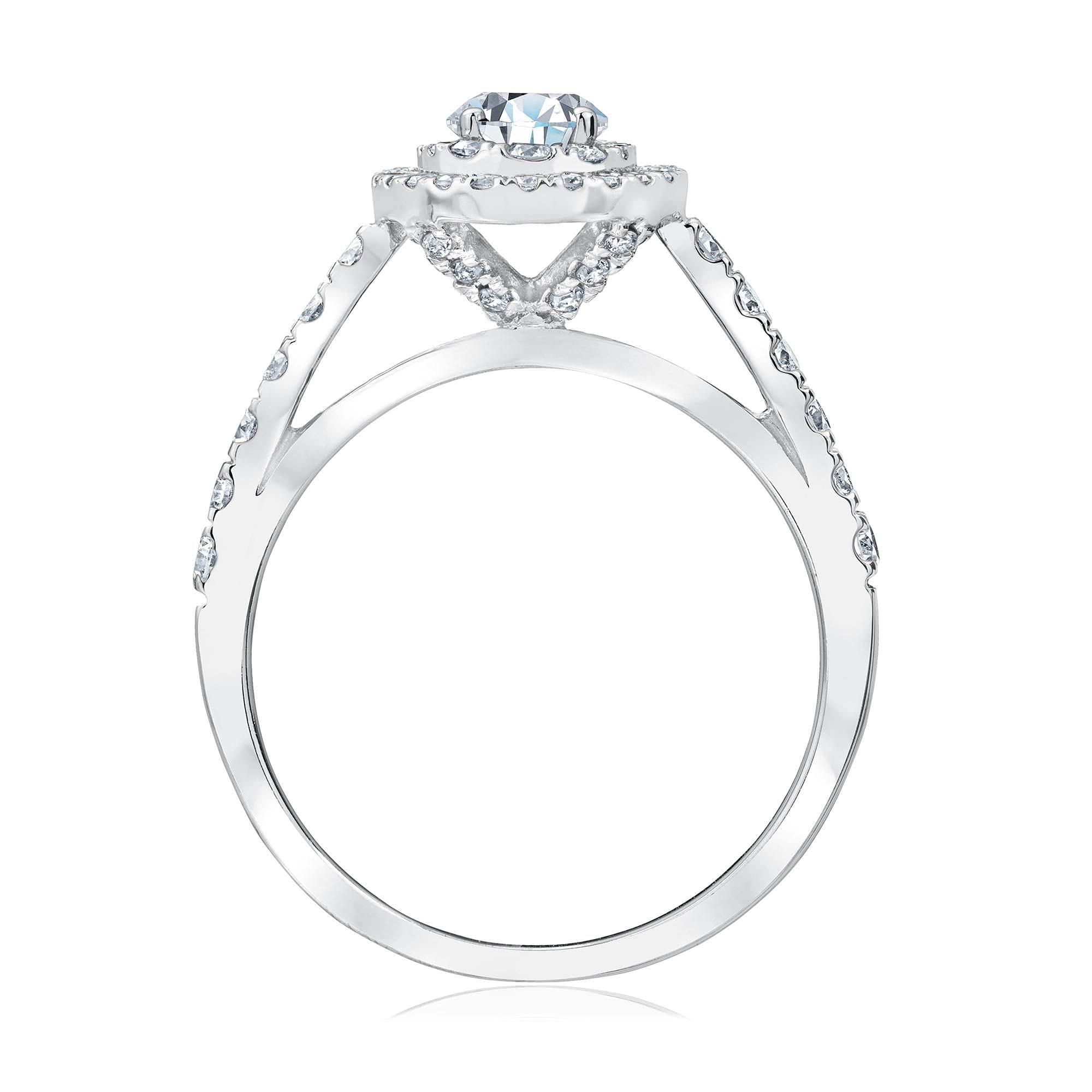 10K 14K 18K Gold & 925 Sterling Silver 1.5 Carat Moissanite Wedding Band Set - 2 Piece Bridal Ring Set for Women, Fine Jewelry Gift for Anniversary, Engagement, Valentine's Day - Perfect for Proposals, Weddings & Special Occasions