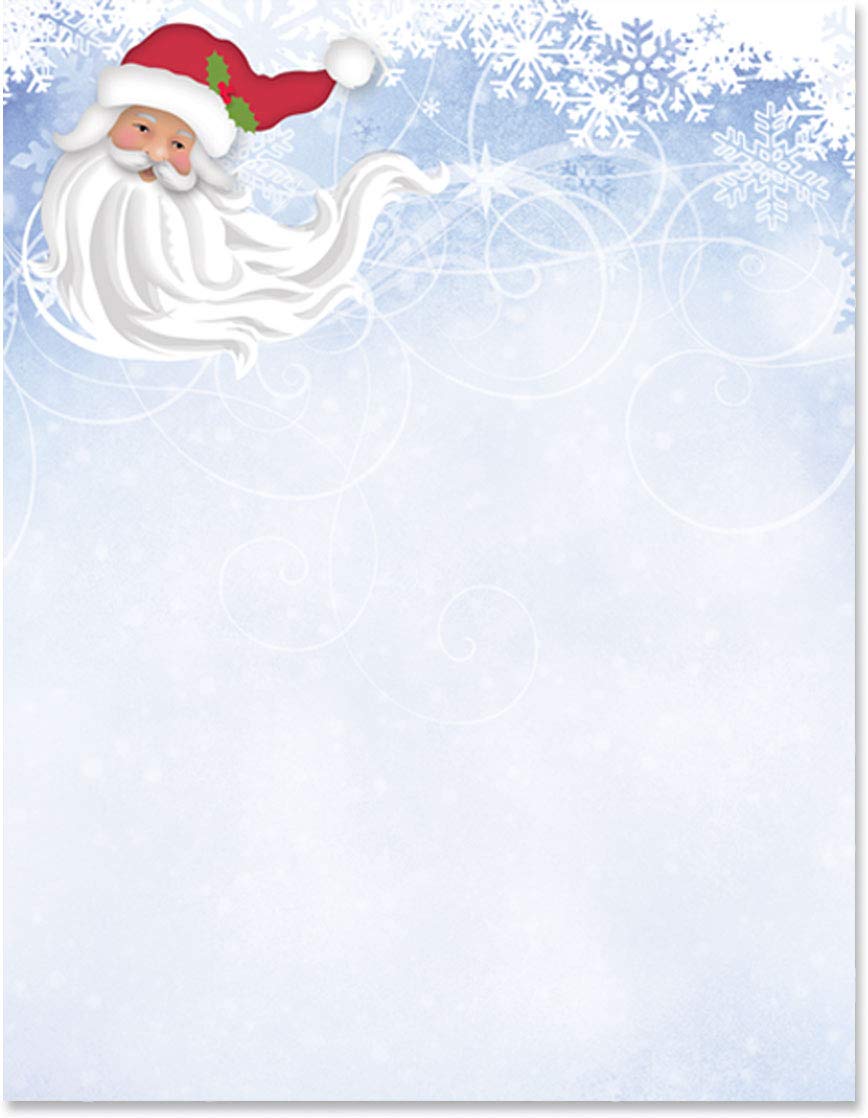 Premium Winter Whimsy Santa Christmas Holiday Stationery Set - 100 Sheets of 8.5 x 11 Elegant Border Paper & Letterhead for Festive Writing, Cards & Decorations | Perfect for Holiday Letters, Office Correspondence & Seasonal Craft Projects