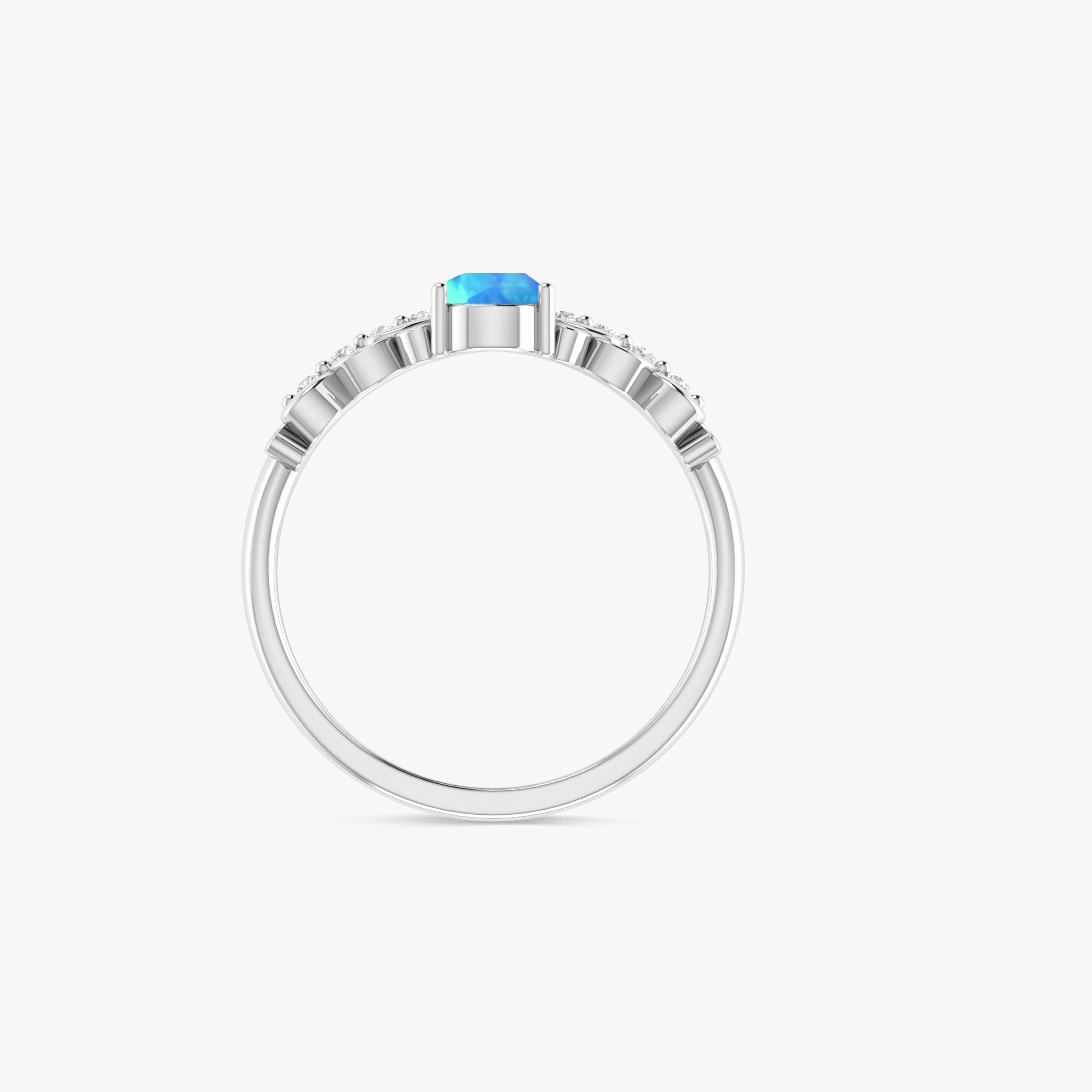 Blue Ethiopian Opal Gemstone Crown Style Ring for Women | Handmade Sterling Silver Jewelry | Perfect for Weddings, Parties & Special Occasions