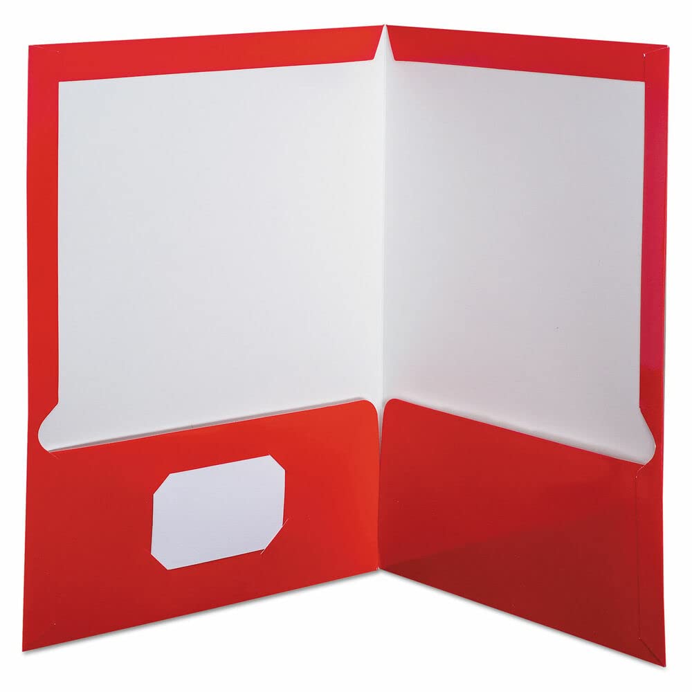 Premium High Gloss Laminated Paperboard Folder - 100 Sheet Capacity, Vibrant Red Color, 25-Pack/Box - Perfect for Office, School & Document Organization