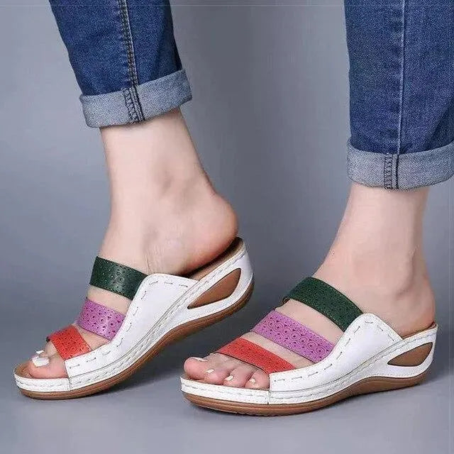 Women's Comfortable Slip On Summer Wedge Sandals - Breathable Casual Shoes for Beach, Vacation & Outdoor Walking