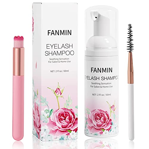 **Eyelash Extension Cleanser 60ml - Paraben & Sulfate Free Lash Wash with Mascara Wand & Brush - Gentle Foaming Cleanser for Eyelash Extensions - Makeup Remover for Salon & Home Use (2 fl.oz) - Perfect for Daily Lash Care & Professional Salon Treatments**