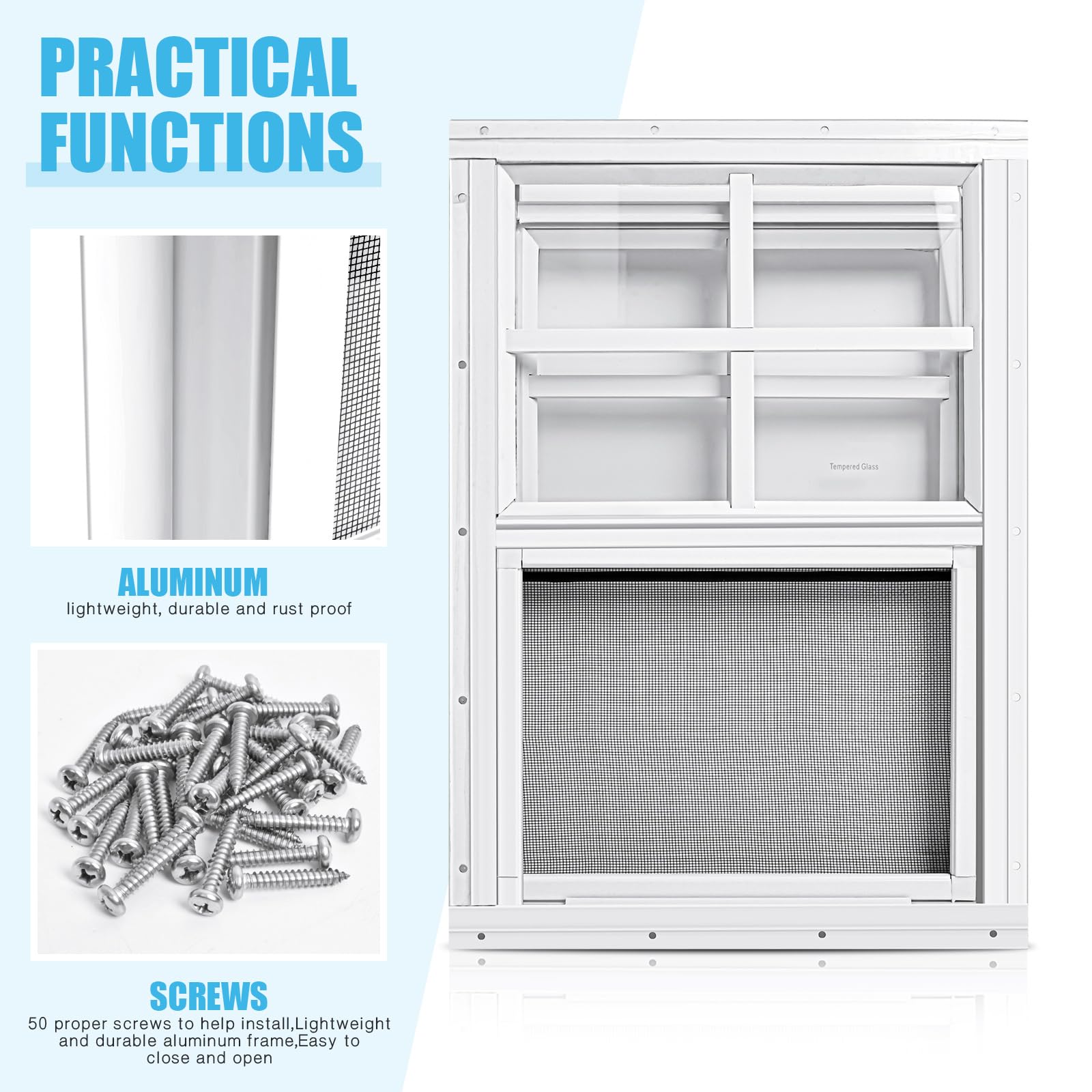 2 Pack White Flush Mount Shed Window 18