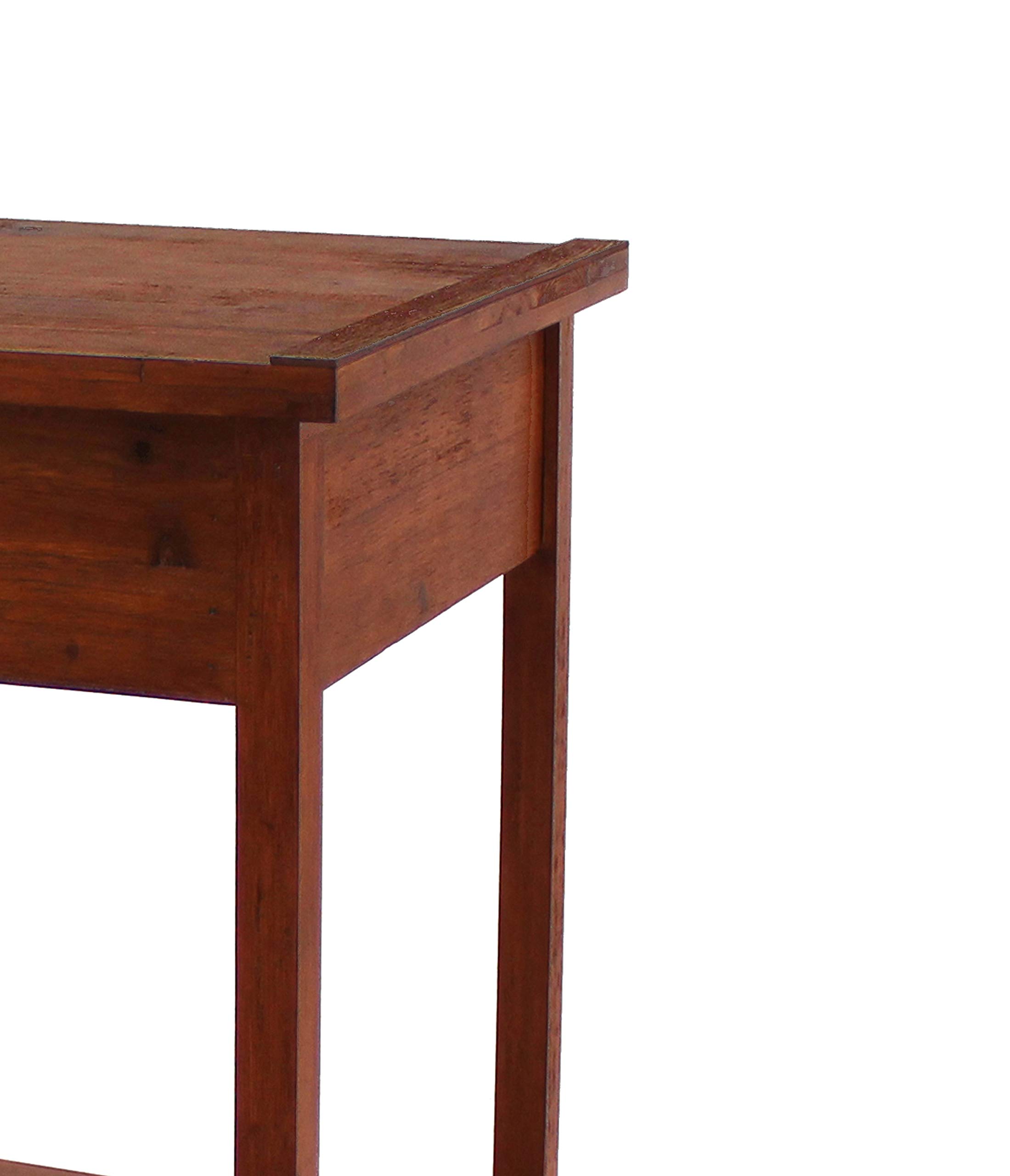 Rustic Wooden End Table with Drawer and Shelf - Solid Oak Side Table for Living Room, Bedroom, or Office - Brown Farmhouse Nightstand with Storage Space