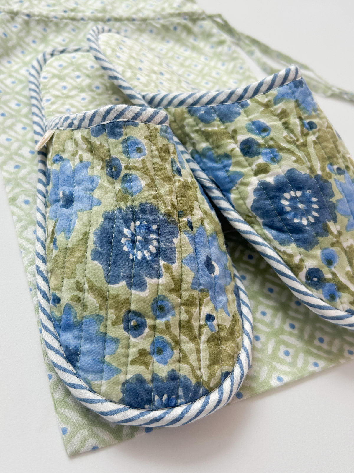 Handmade Block Print House Slippers - Soft Sage Green Cotton Indoor Shoes for Women & Men - Cozy Home, Spa, and Lounge Wear