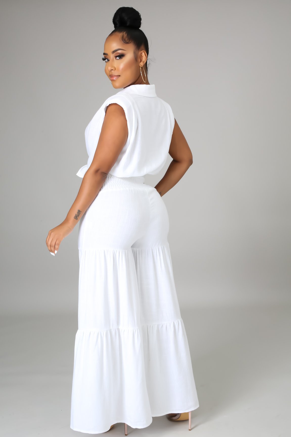 Ocean View 2 Piece White Pant Set - Comfortable Lounge & Sleepwear for Women, Perfect for Relaxing at Home or Beach Vacation