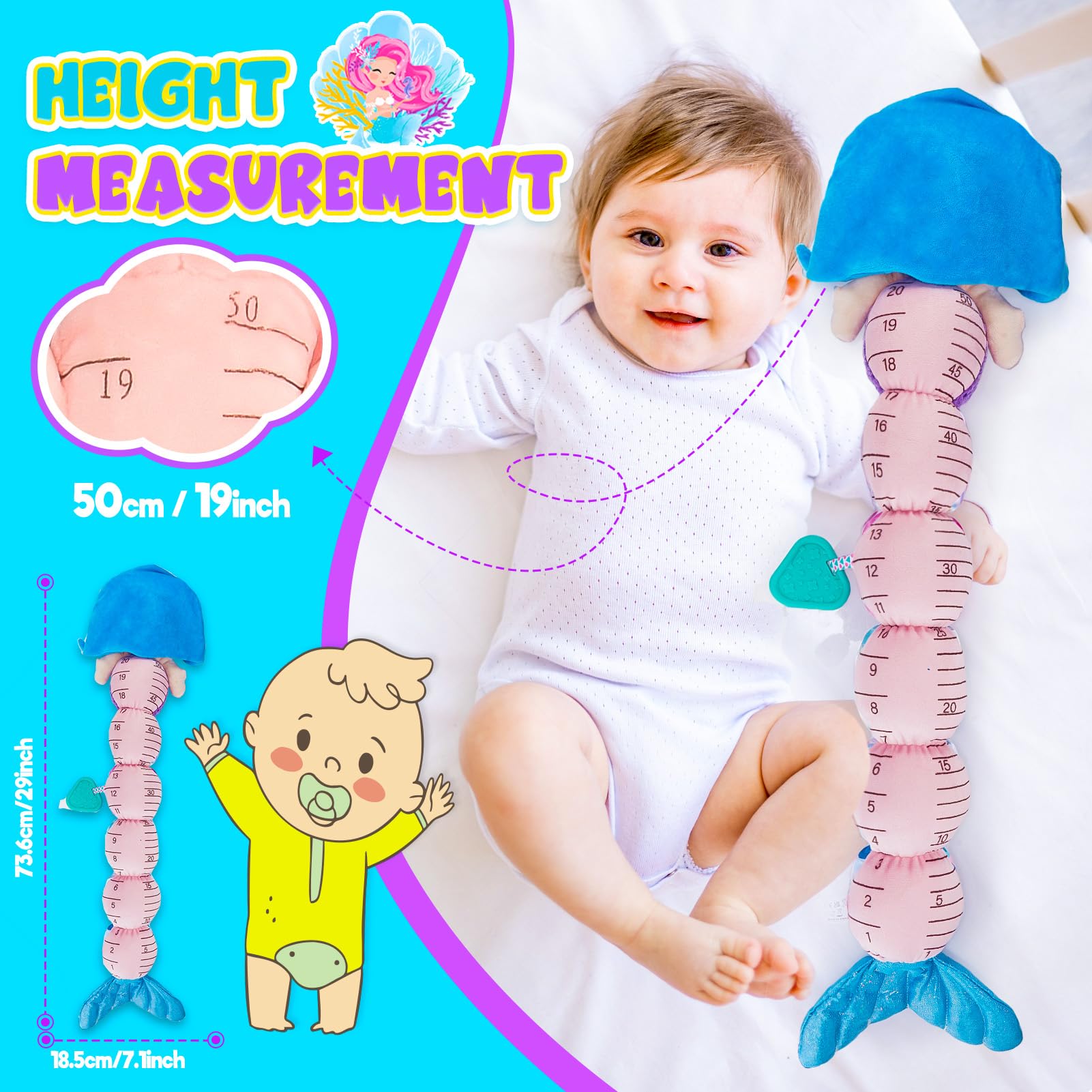 Mermaid Baby Stuffed Toy with Teether & Rattles - Soft Sensory Gift for 0-12 Months Girls | Perfect for Tummy Time & Easter Gifts