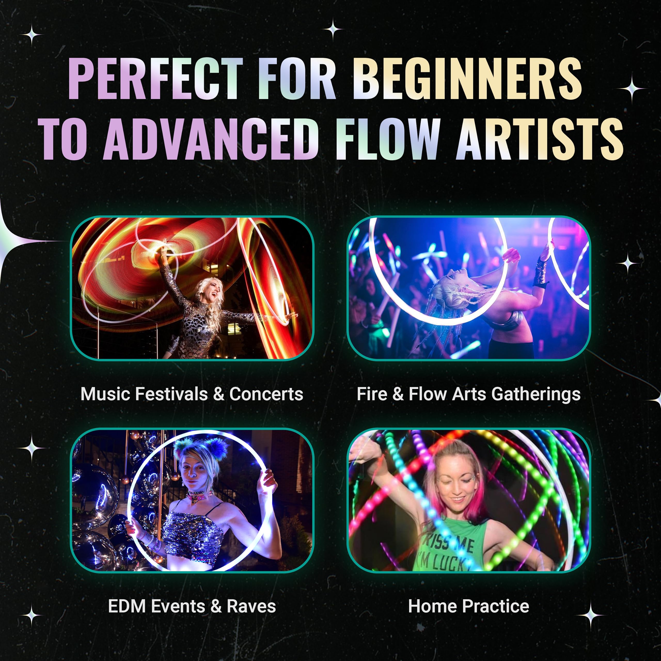 UltraHoop Remote LED Hoop - Wireless Control 60 Color Changing LED Lights with 300+ Modes & Patterns - Rechargeable Battery, HDPE Collapsible Design - Advanced to Beginner Hula Hoops - 36” x 3/4
