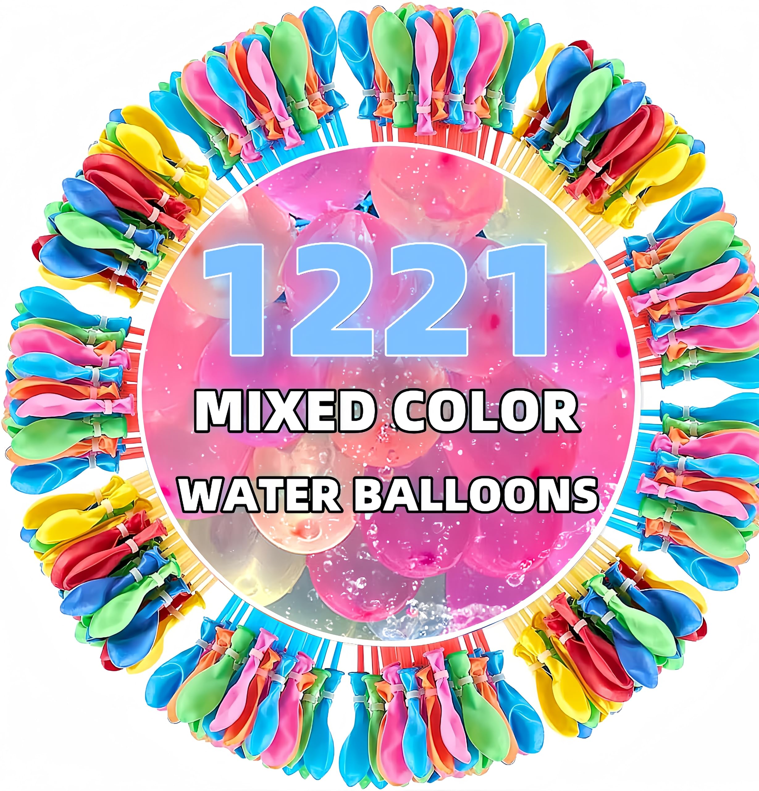 1221 Quick Fill Water Balloons for Kids - Summer Pool Party, Backyard Water Fights & Outdoor Fun - Magic Self-Sealing Water Toys for Beach, Garden & Water Games