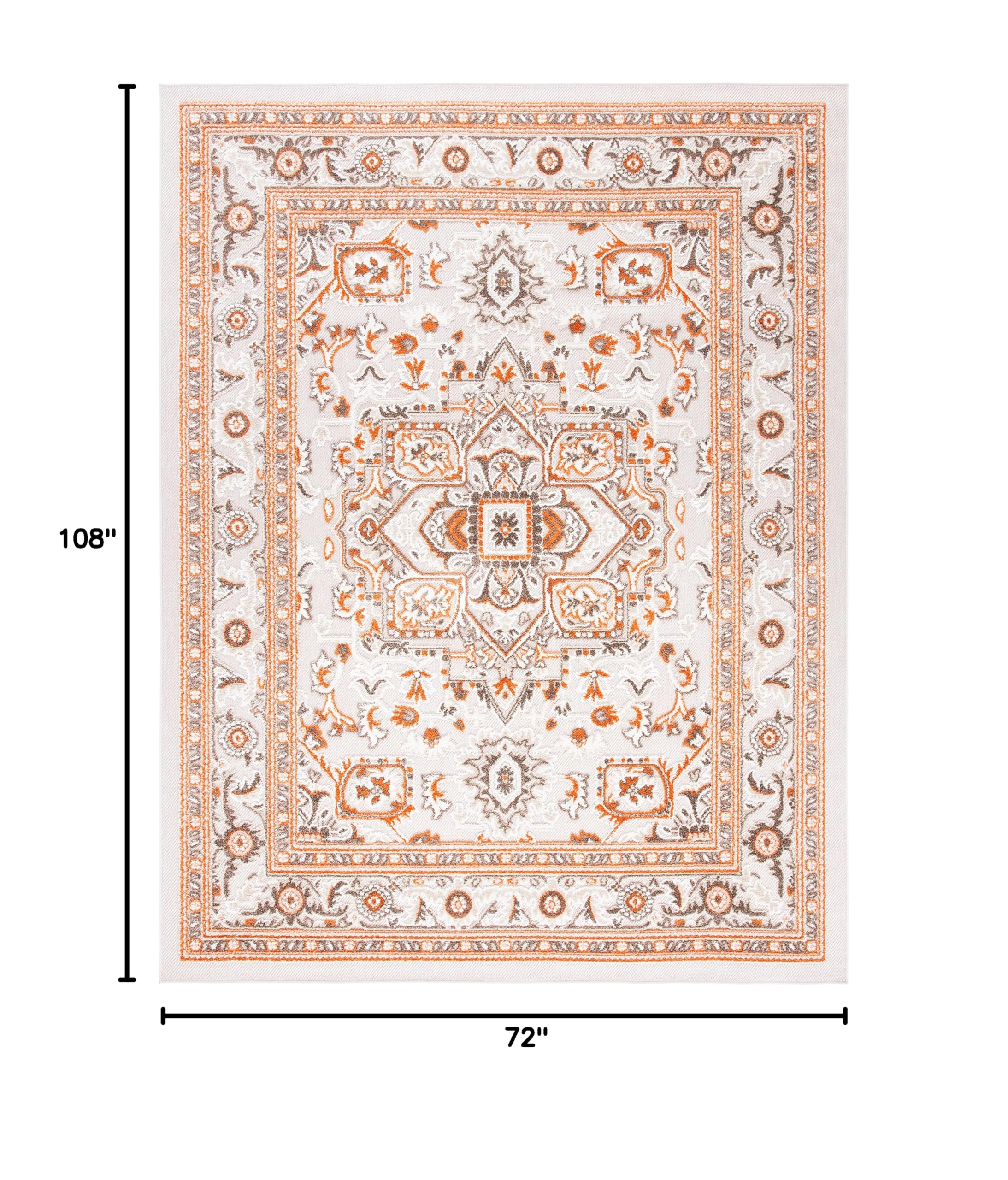 SAFAVIEH Cabana Collection 6' x 9' Beige & Orange Non-Shedding Area Rug - Easy to Clean, Stain Resistant, Perfect for High Traffic Living Room, Bedroom & Dining Room - Soft & Durable for Home Decor (CBN680B)