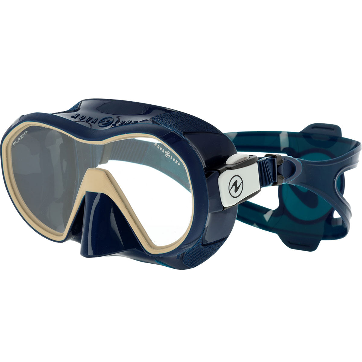 Aqua Lung Plazma Frameless Scuba Mask - Navy Blue/Sand - Perfect for Snorkeling, Diving & Underwater Adventures