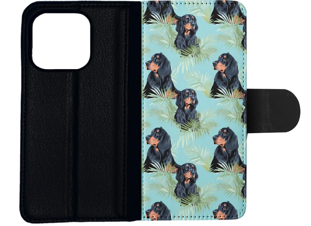 Cute Gordon Setter Puppy Dog Pattern Faux Leather Flip Wallet Phone Case for Apple iPhone 13 Pro - Perfect for Pet Lovers & Everyday Use