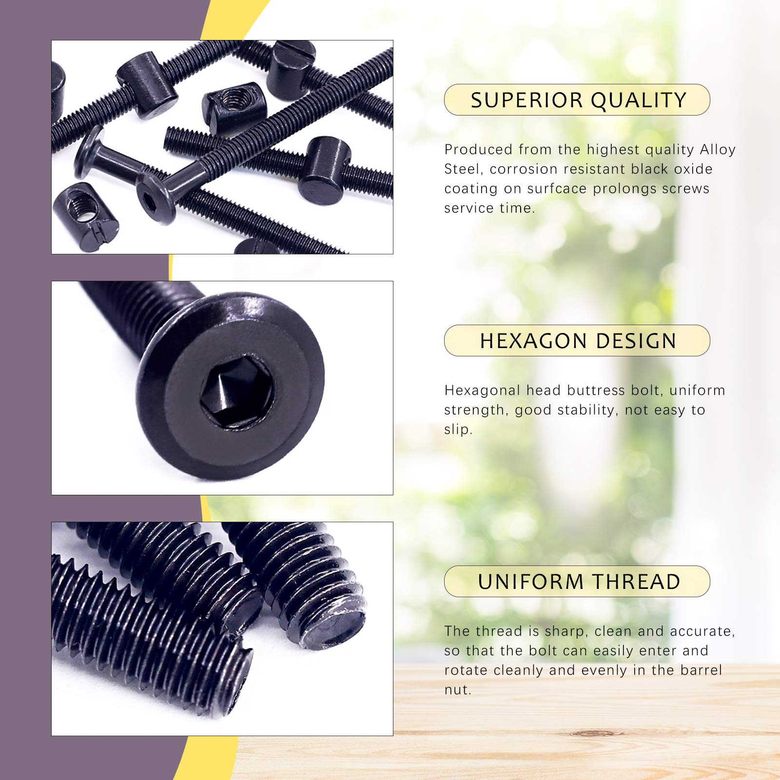 Swpeet 51Pcs M6x80mm Crib Screws with Allen Wrench - for Baby Beds & Furniture