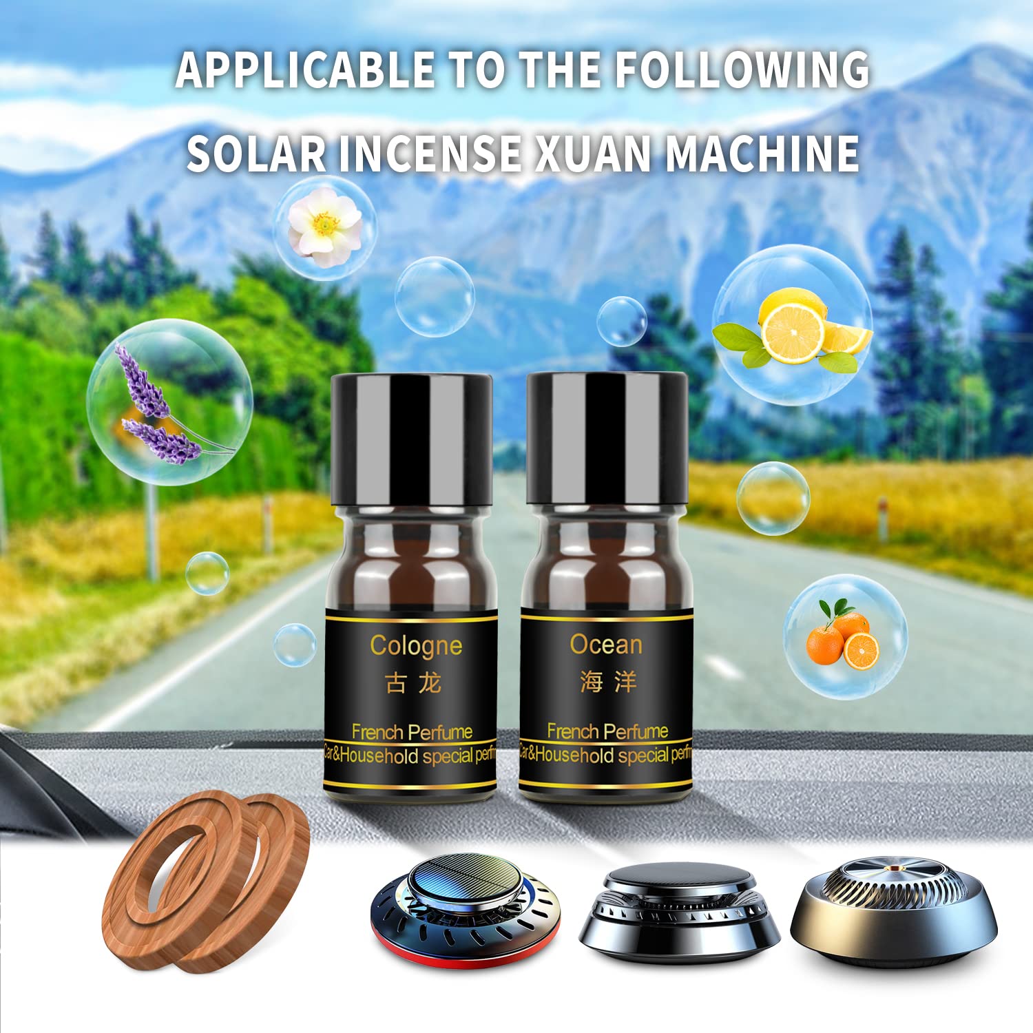 Kwak's Solar Powered Car Air Freshener & Purifier - Auto-Rotating Air Freshener with 4 Essential Oil Refills for Fresh Car Interior | Perfect for Commuting, Road Trips & Car Decoration