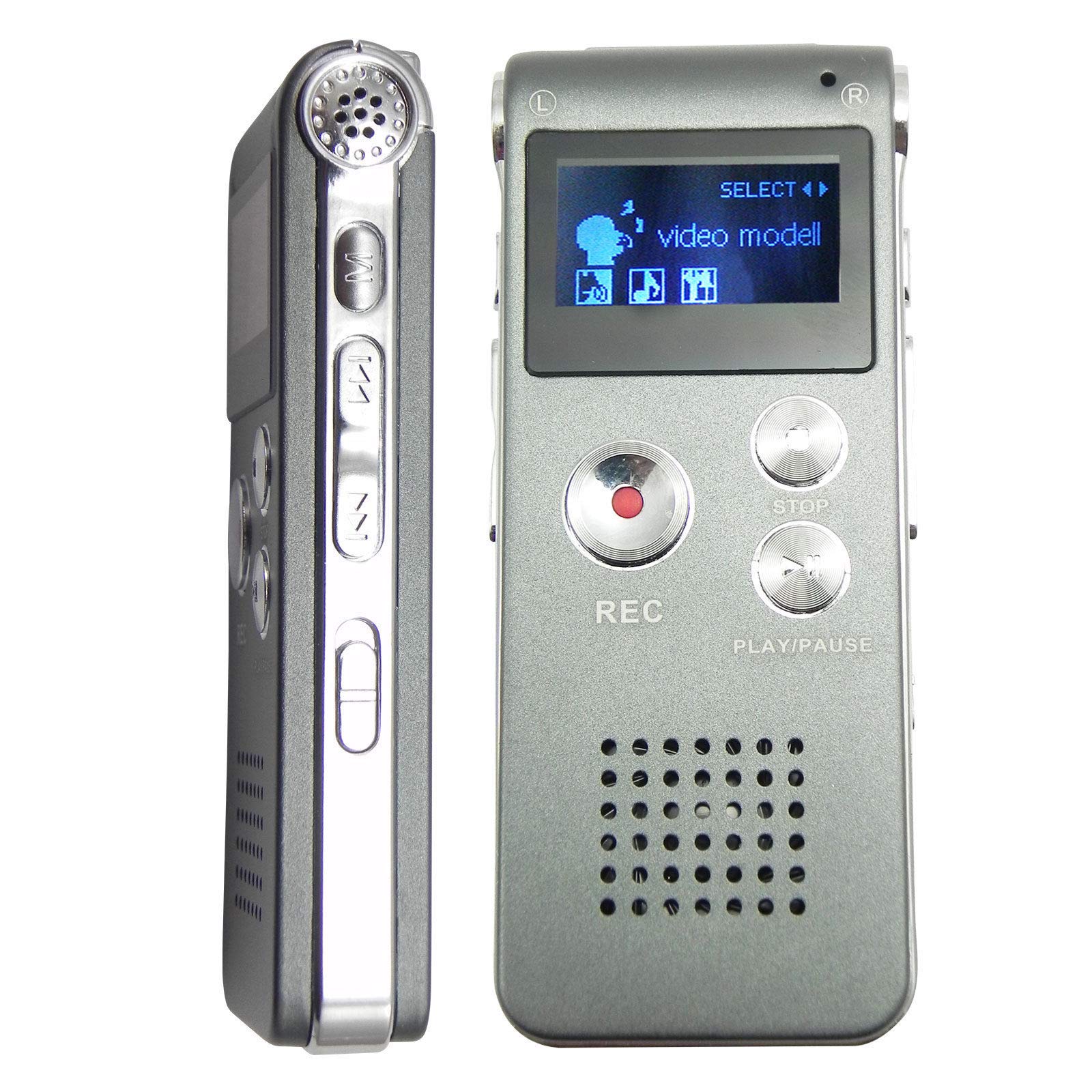 Voice Activated Mini Spy Recorder - 8GB Digital Audio Recorder, Dictaphone & MP3 Player for Lectures, Meetings & Secret Recording