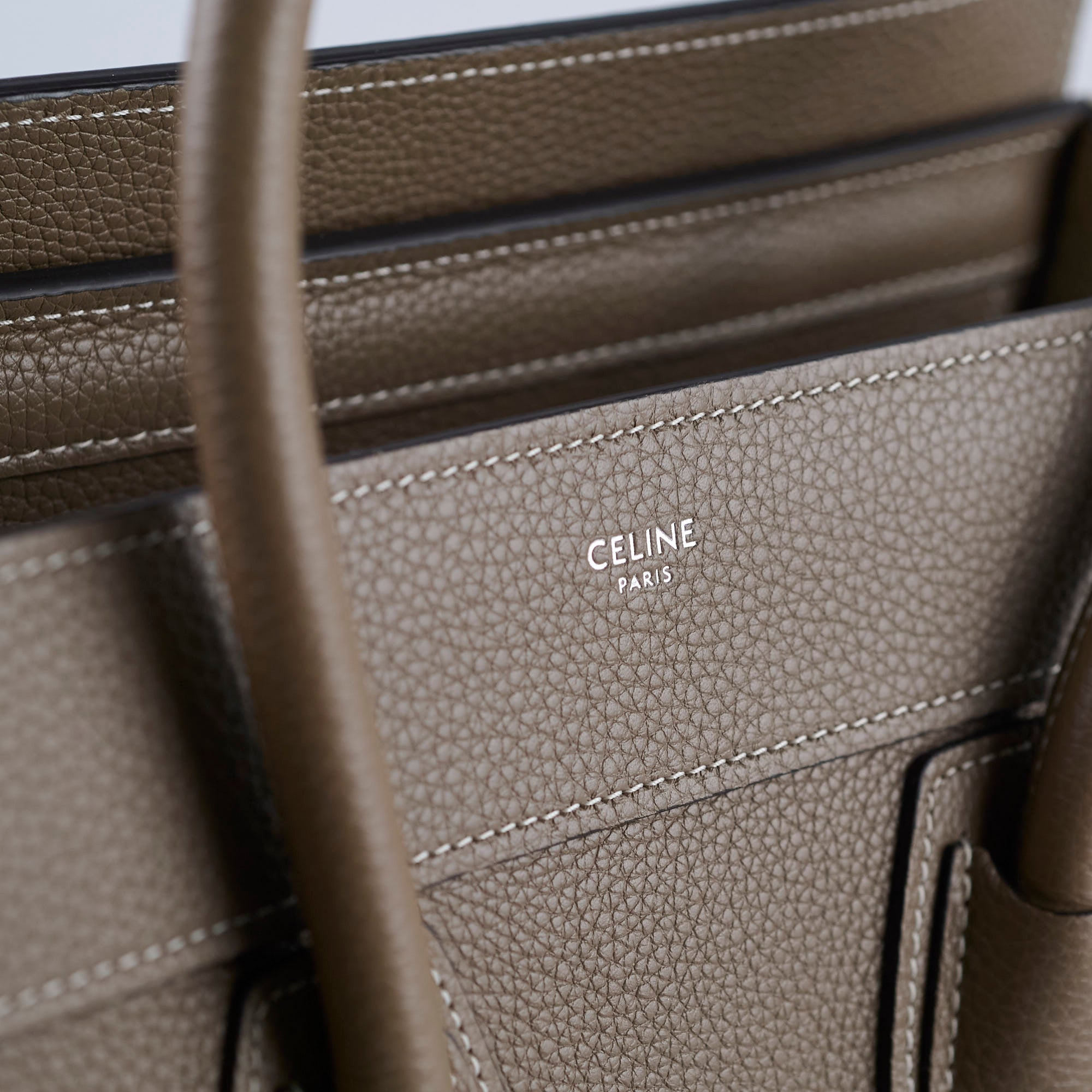 Celine Micro Luggage Bag in Taupe - Premium Grained Leather Handbag for Women | Perfect for Work, Travel & Everyday Use