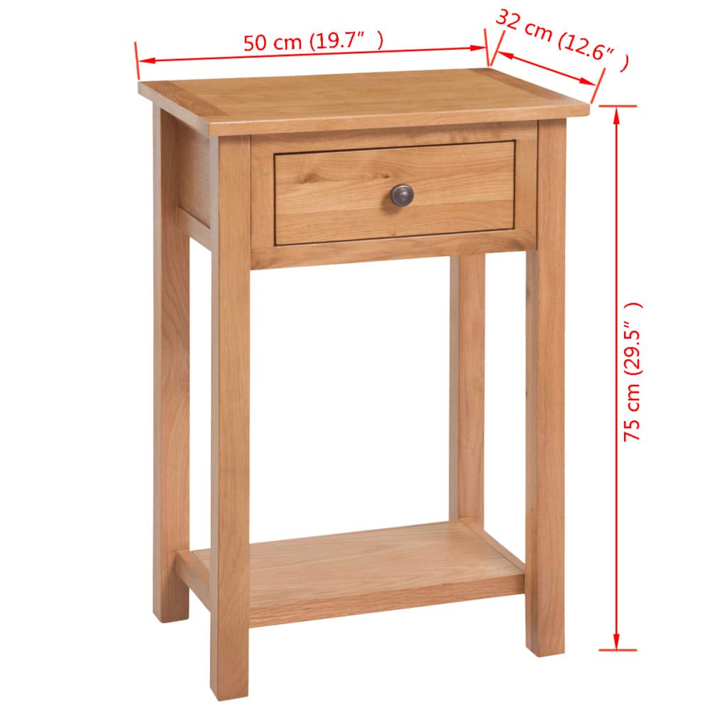 Solid Oak Wood Console Table 19.7