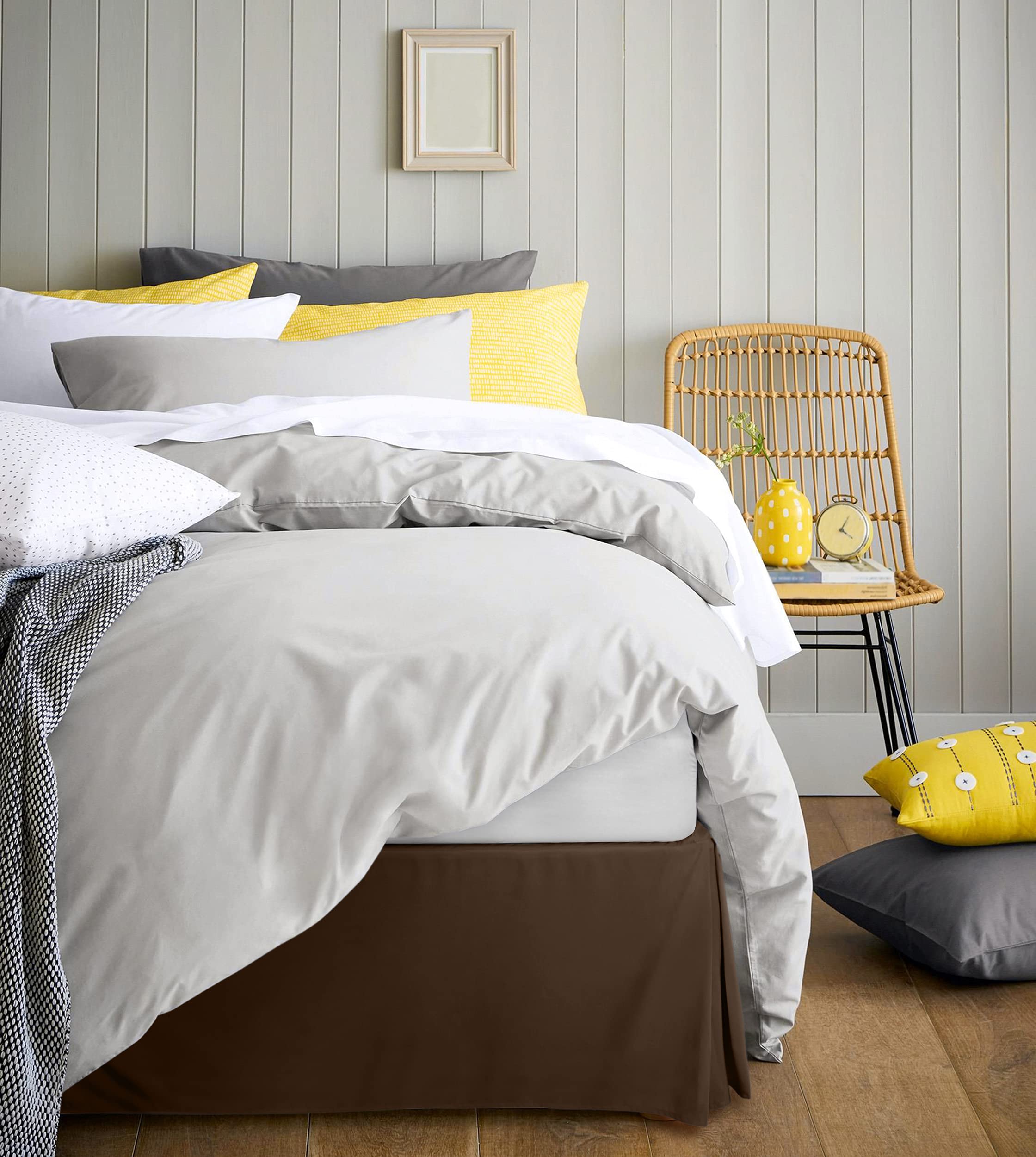 Utopia Bedding King Size Bed Skirt - Soft Quadruple Pleated Ruffle Design - 16 Inch Tailored Drop for Perfect Fit - Hotel Quality, Shrinkage & Fade Resistant (King, Brown) - Ideal for Master Bedrooms, Guest Rooms & Luxury Hotel Decor