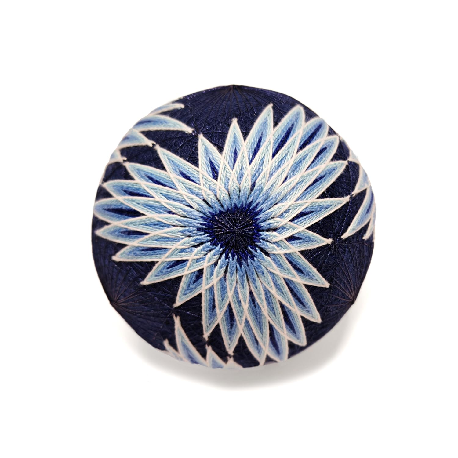 Handmade Japanese Temari Ball - Zen Art Decor for Desk, Home & Office - Unique Japanese Art Gift with Feather Design (Perfect for Meditation Spaces, Office Decor & Thoughtful Gifts)