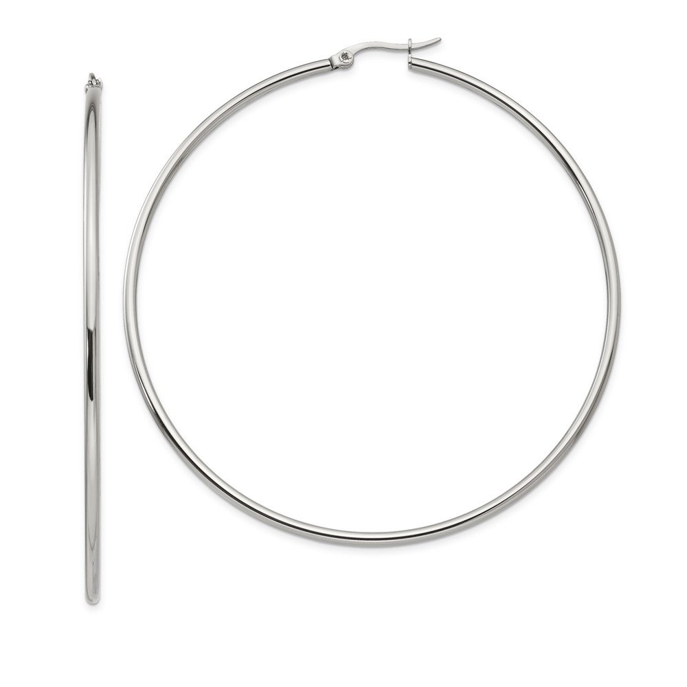 Polished 70mm Stainless Steel Hoop Earrings for Women - Hypoallergenic, Durable & Shiny - Perfect for Parties, Weddings & Everyday Wear