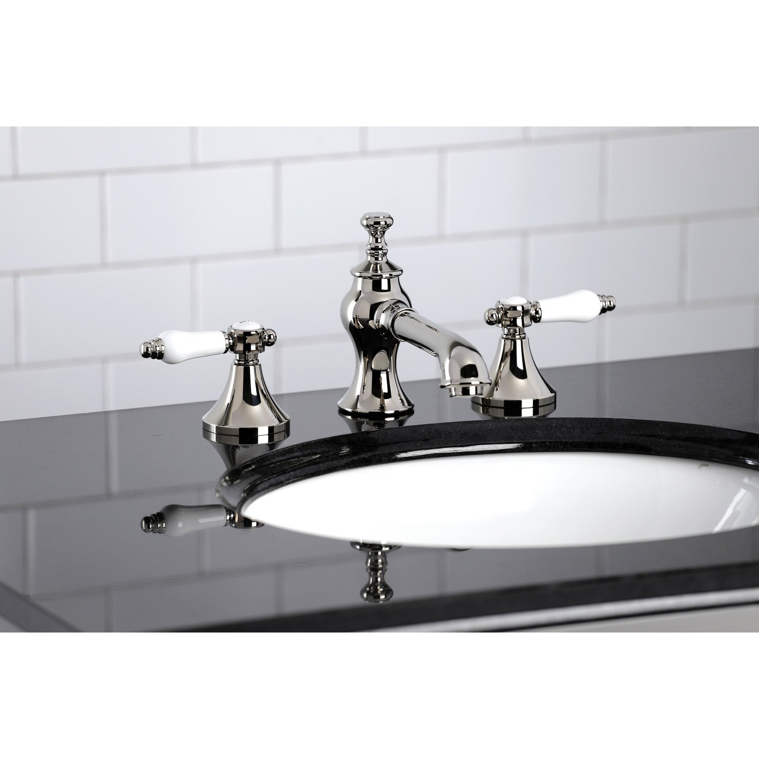 Bel Air KC7066BPL Two Handle 3 Hole Widespread Bathroom Faucet with Brass Pop Up Drain - Polished Nickel Finish for Vanity Sink - Perfect for Modern Home & Hotel Bathroom Renovation