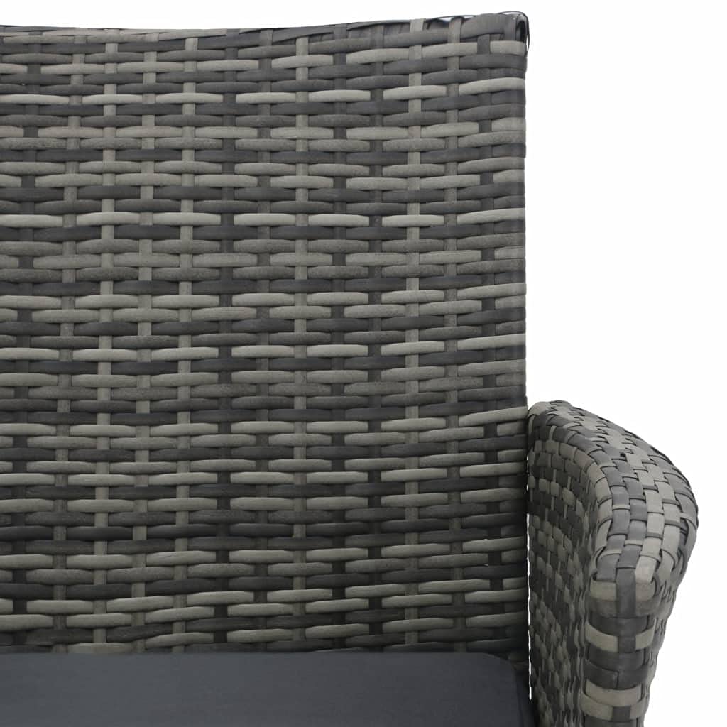 2-Seater Patio Sofa Set with Tea Table - Outdoor Wicker Furniture with Cushions - Anthracite Poly Rattan Conversation Set for Garden, Porch, Deck or Backyard Relaxation
