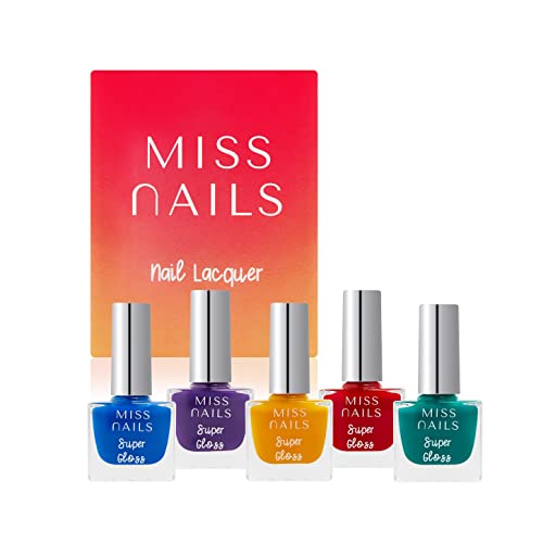 Non-Toxic High Gloss Nail Polish Set - 5 Piece Combo (SG102) for Professional Salon & Home Manicures | Vegan & Cruelty-Free Nail Art Essentials