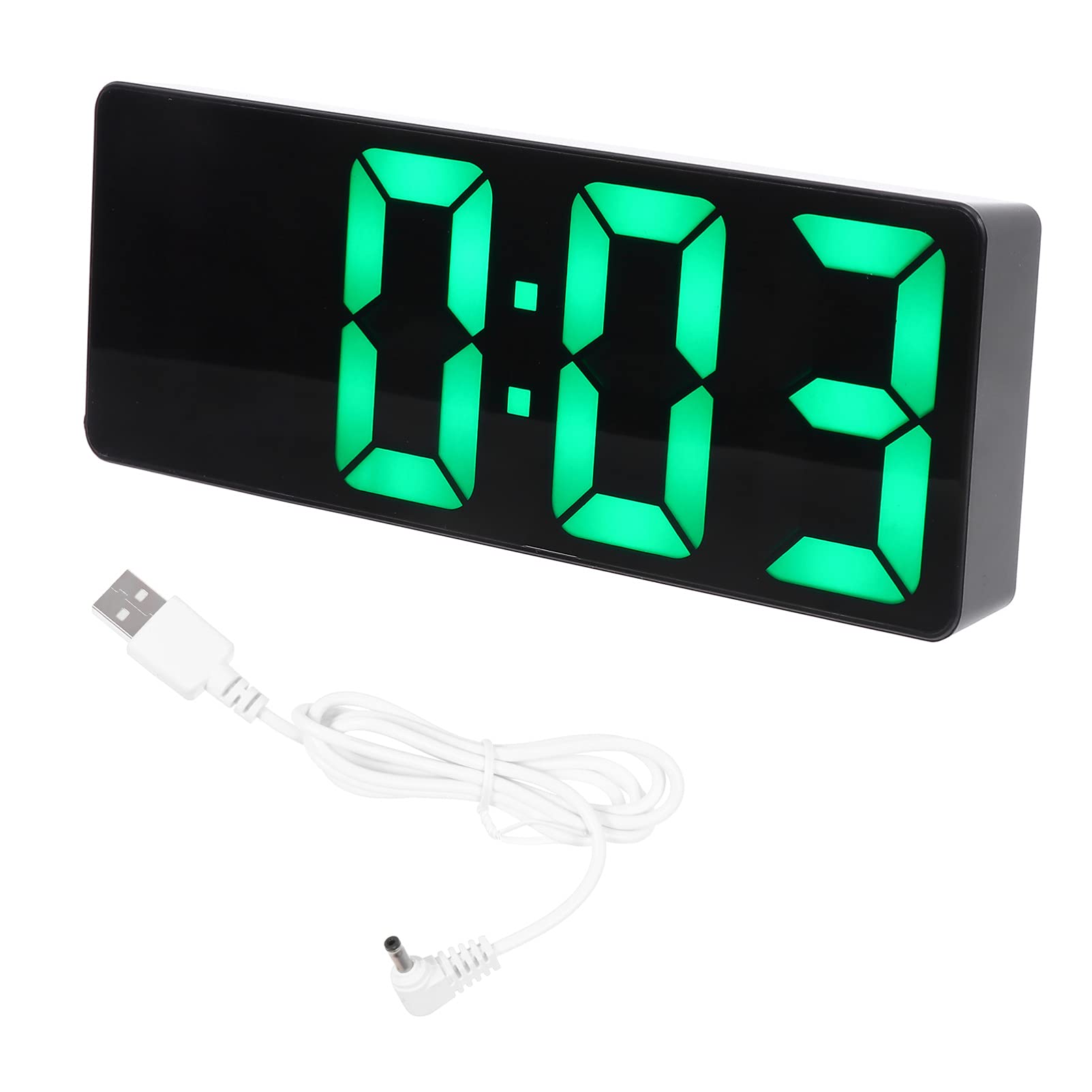 VOSAREA Digital Alarm Clock with LED Display, Night Light & Snooze - Black/Green Modern Bedside Clock for Bedroom, Desk, Shelf | Perfect for Nightstands, Home Office, Kids Room & Travel