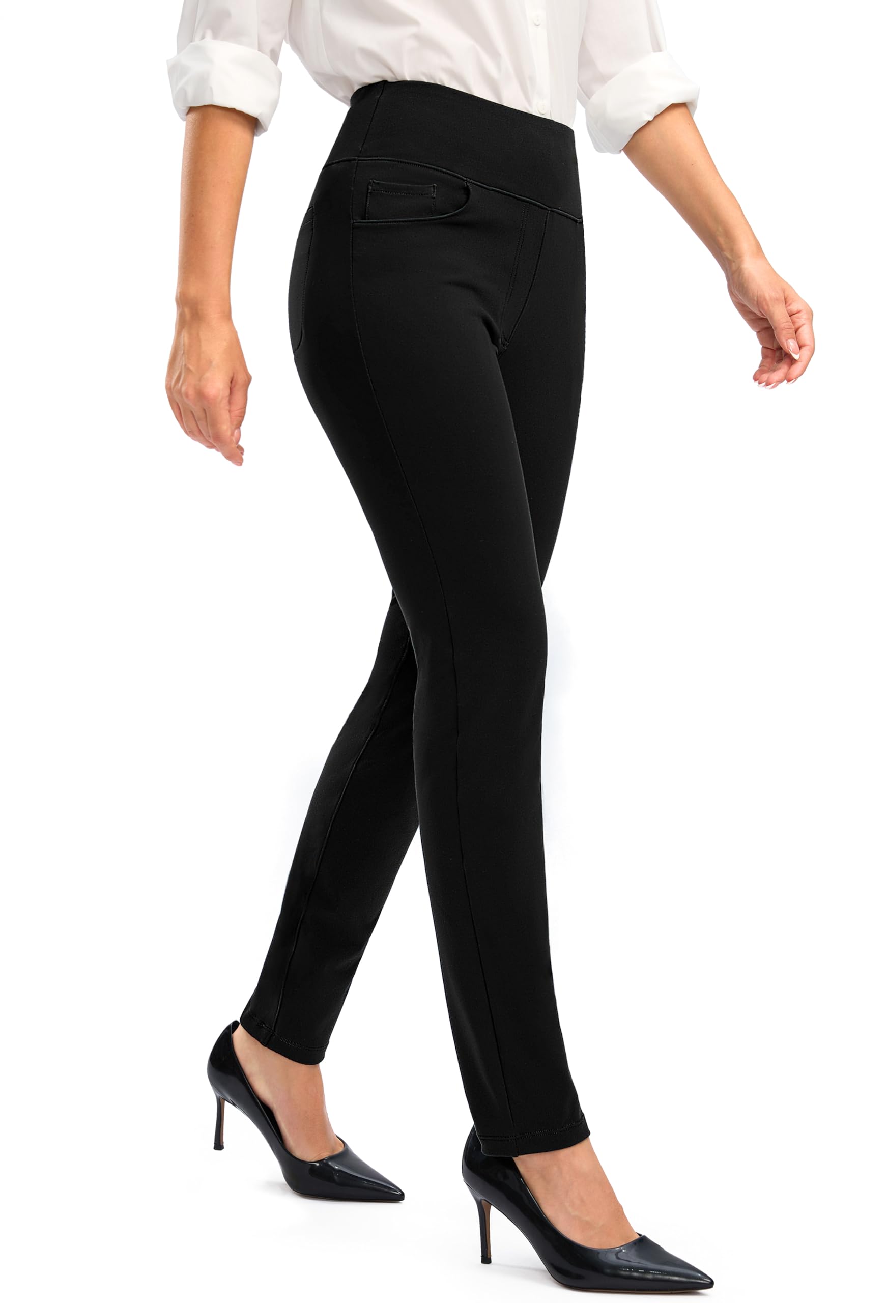 Rammus Women's High Waist Stretchy Skinny Dress Pants with Pockets - Business Casual Office Work Pants for Women - Perfect for Professional Attire, Meetings & Everyday Wear