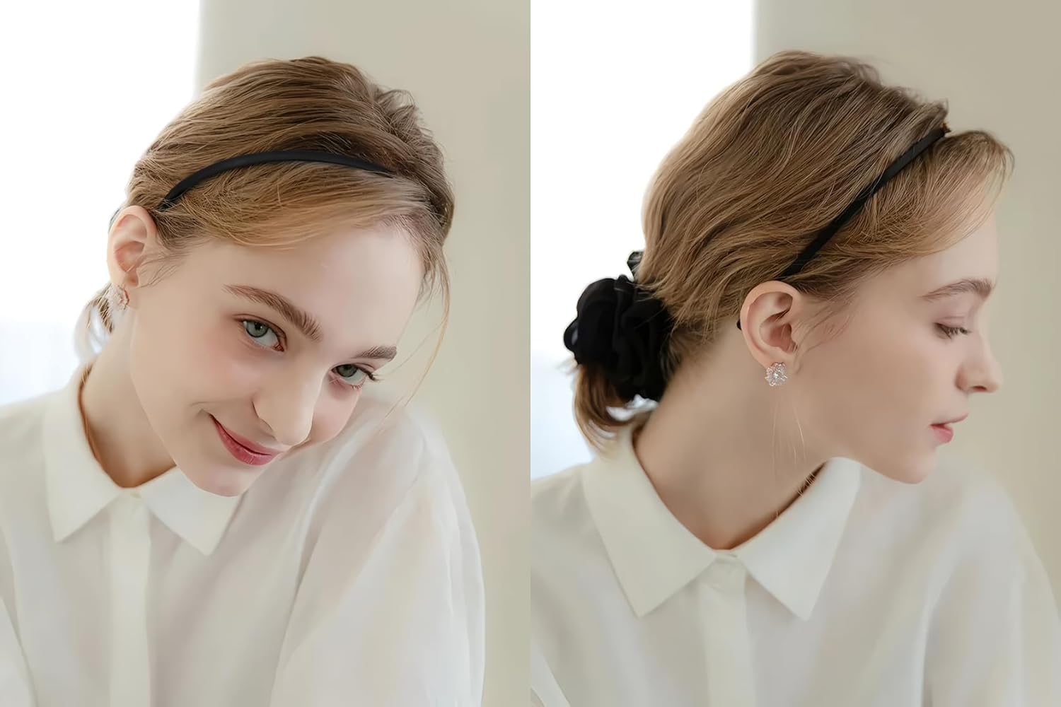 6-Piece Black Plastic Plain Headbands with Teeth Comb - 8mm Skinny Hair Bands for Women & Girls - Perfect for Halloween, DIY Styling & Everyday Hair Accessories