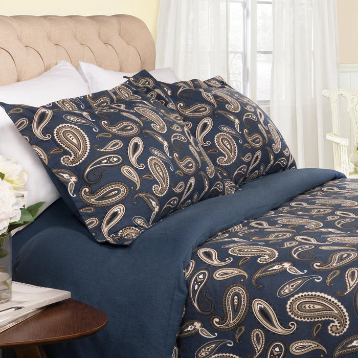 Reversible Flannel Trellis Duvet Cover Set with Pillow Shams | Soft Cozy Bedding for Winter | Perfect for Master Bedroom, Guest Room & Cabin Retreats