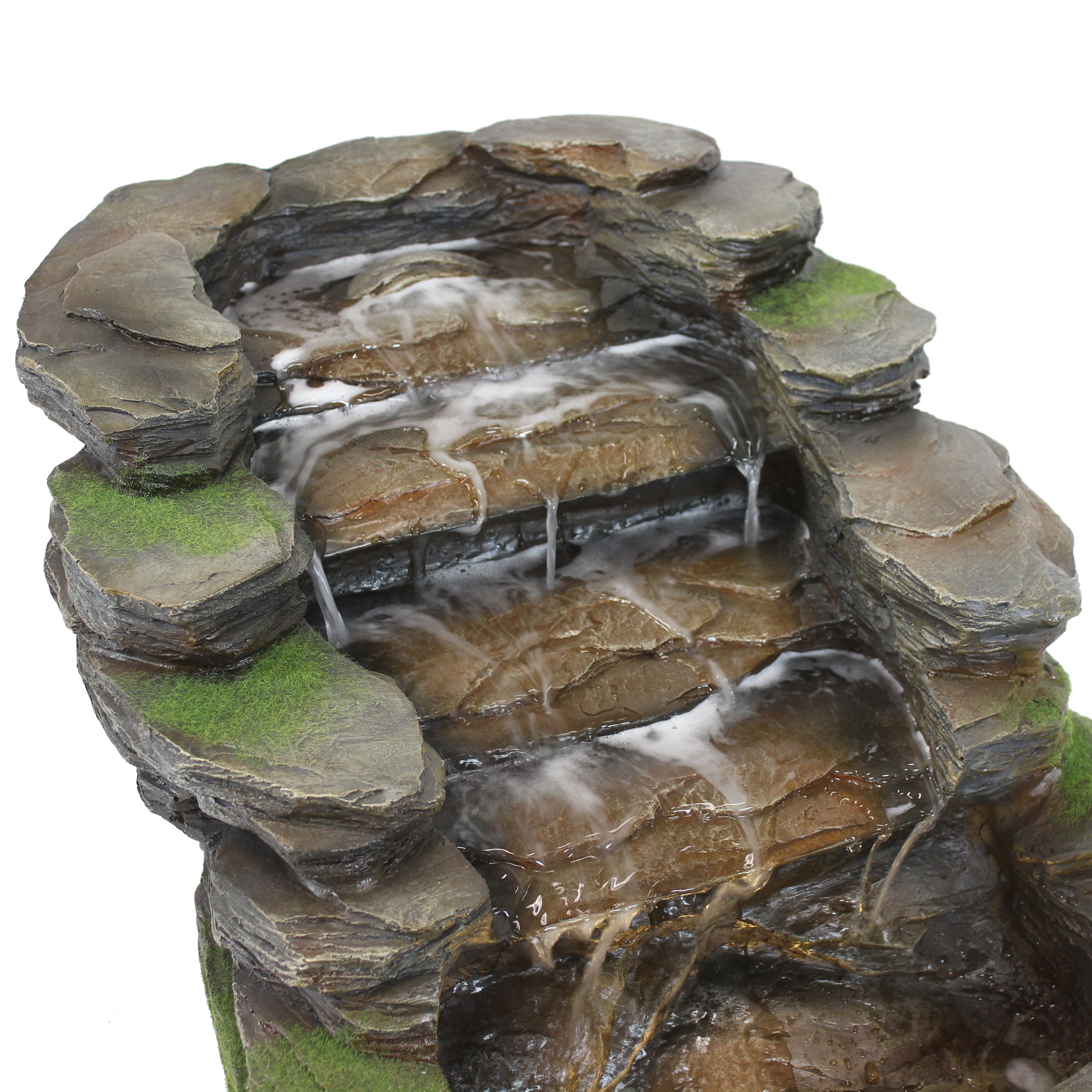 Sunnydaze Shale Falls Outdoor Water Fountain with LED Lights - 13 Inch Garden Decor for Patio, Yard, and Landscape | Relaxing Water Feature for Backyard, Porch, and Outdoor Living Spaces