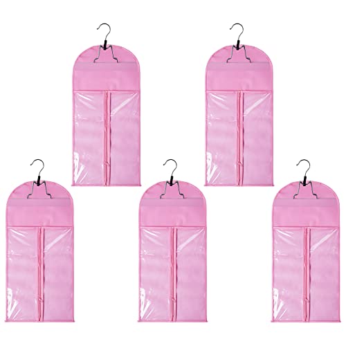 5pcs Pink Wig Bags+5pcs Pink Hangers