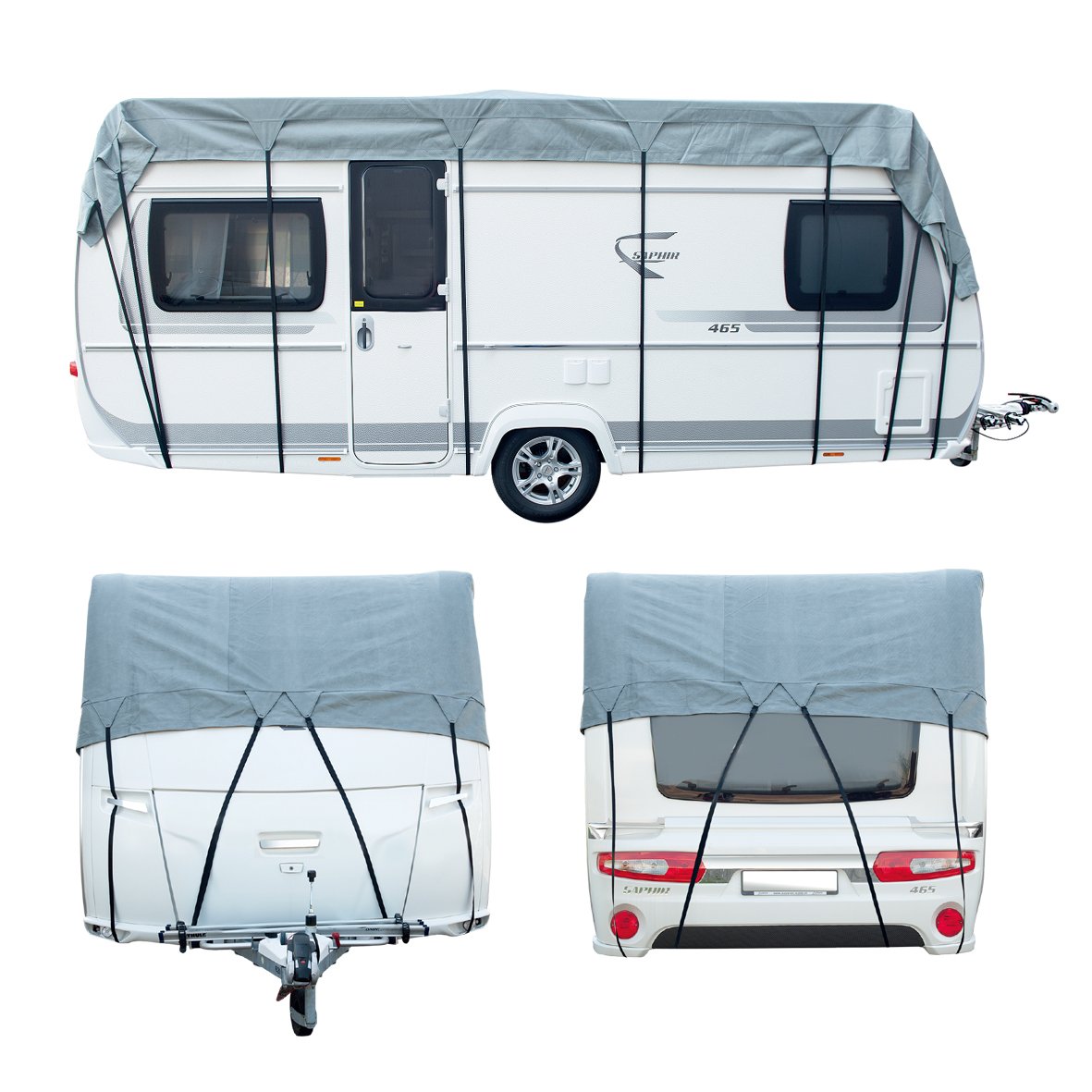 ProPlus 610277 Waterproof Caravan & Motorhome Cover - Heavy Duty UV Protection for Outdoor Storage & Travel | Fits All Sizes | All-Weather Protection for Camping & Road Trips