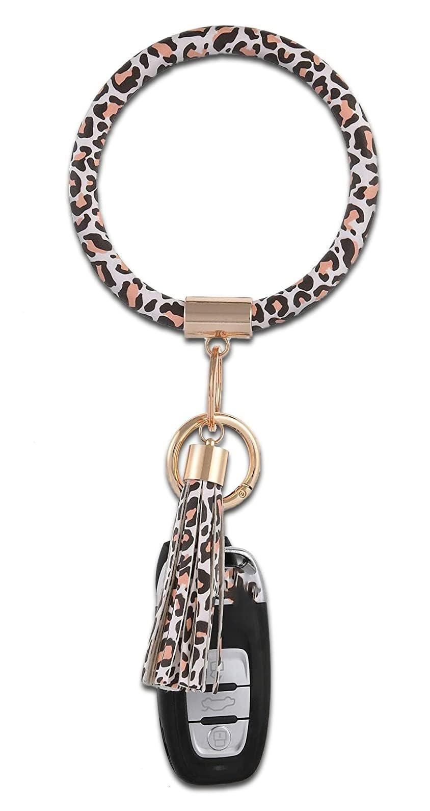 Coolcos Stylish Leather Key Ring Bracelet for Women - Portable Wristlet Keychain with Tassel, Key Holder Bangle - Perfect Gift for Everyday Use, Travel & Fashion Accessories