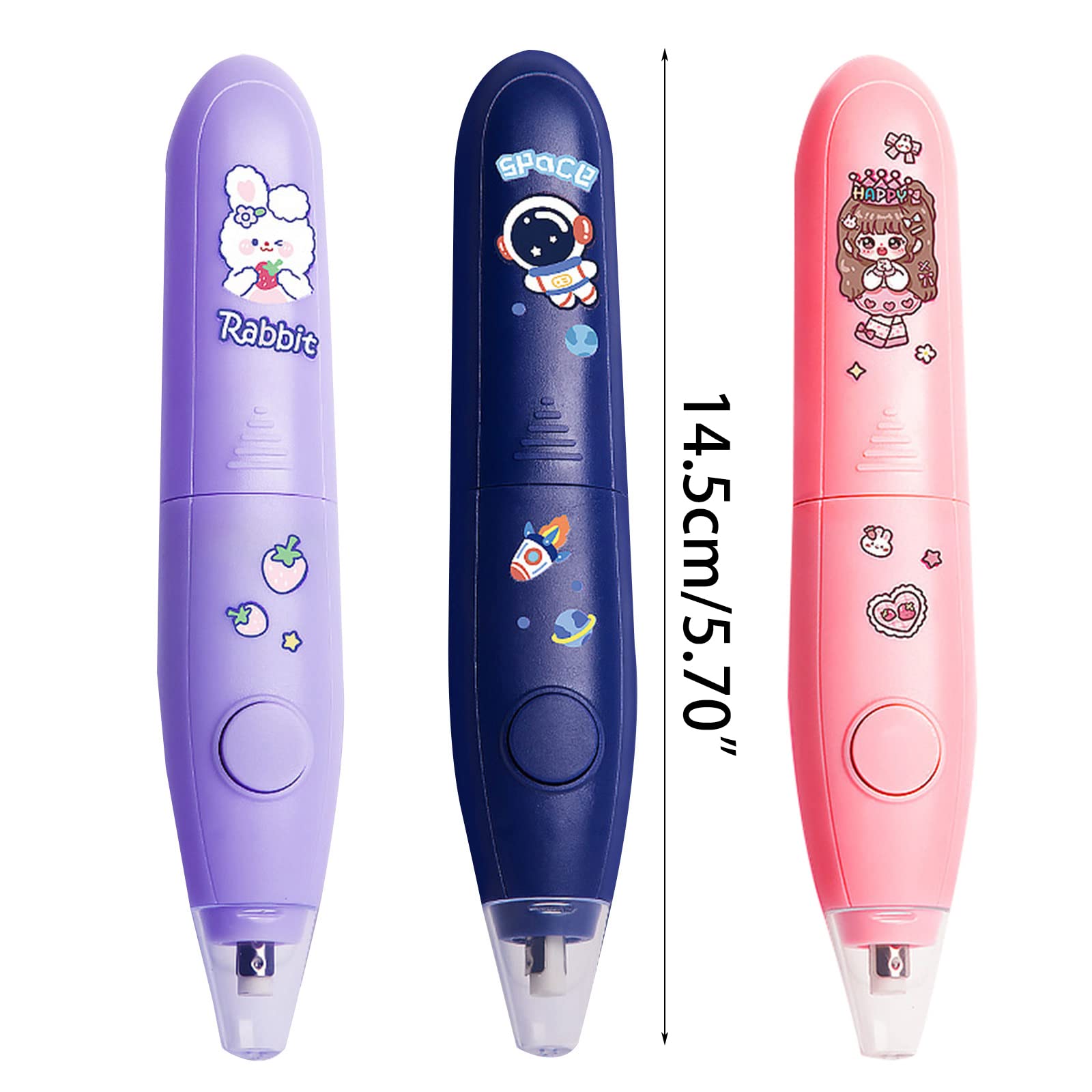 Electric Eraser for Students & Artists - Rechargeable Battery-Powered Pencil Eraser with 5 Replacement Refills, 9.5x17.5cm Pink - Perfect for Sketching, Homework Corrections & Office Use