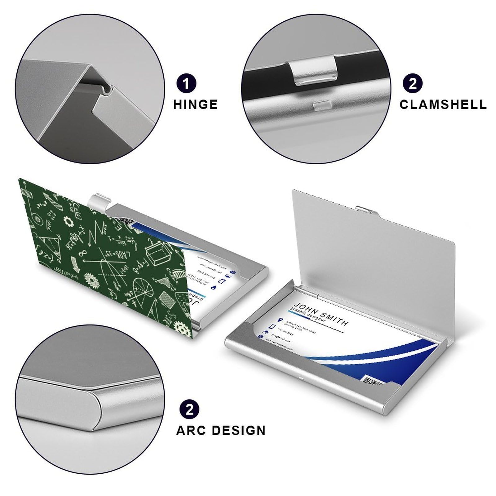 Premium Metal Business Card Holder - Math & Physics Formulas Engraved - Slim Credit Card & ID Case for Men & Women - Perfect for Networking, Gifts & Professional Meetings