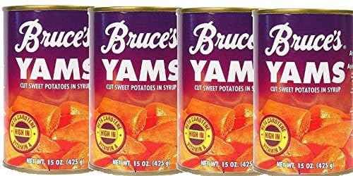 Bruce's Yams Sweet Potatoes in Syrup 15oz Cans (Pack of 4) - Premium Canned Sweet Potatoes for Baking, Holiday Meals & Quick Side Dishes