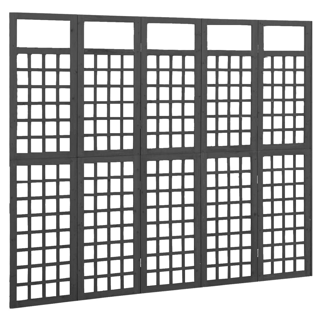 CHARMMA 5-Panel Solid Fir Wood Room Divider Privacy Screen - 79.3
