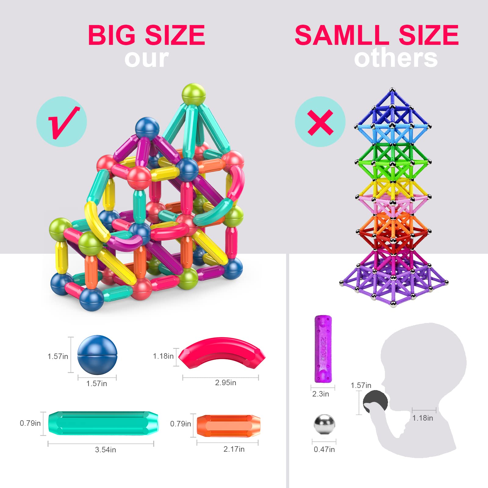 **Magnetic Building Blocks Set for Kids - 25pcs STEM Educational Toys for Boys & Girls Ages 1-5, Toddler Learning Toys with Magnetic Balls & Rods - Perfect for Creative Play, Classroom Activities & Birthday Gifts**