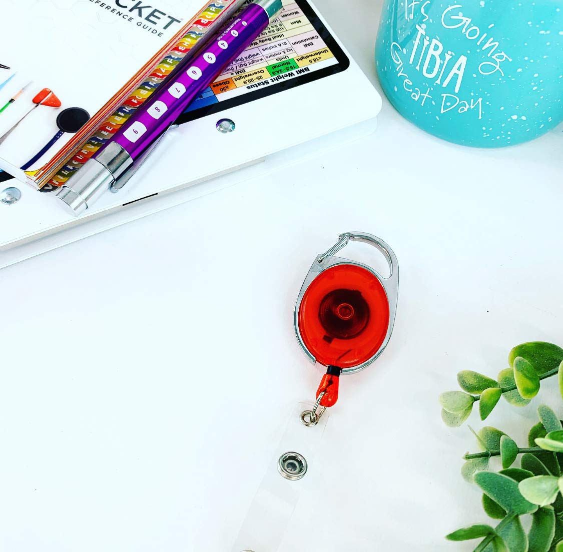 Red ID Badge Reel - Durable Retractable Badge Holder for Work, Security & Events - Perfect for Nurses, Teachers & Office Professionals
