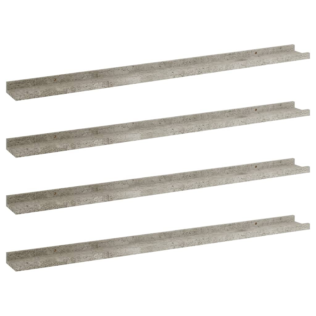 Wall Mounted Storage Shelves 4-Pack - Concrete Gray Bathroom Organizer for Kitchen, Living Room & Bath - 39.4
