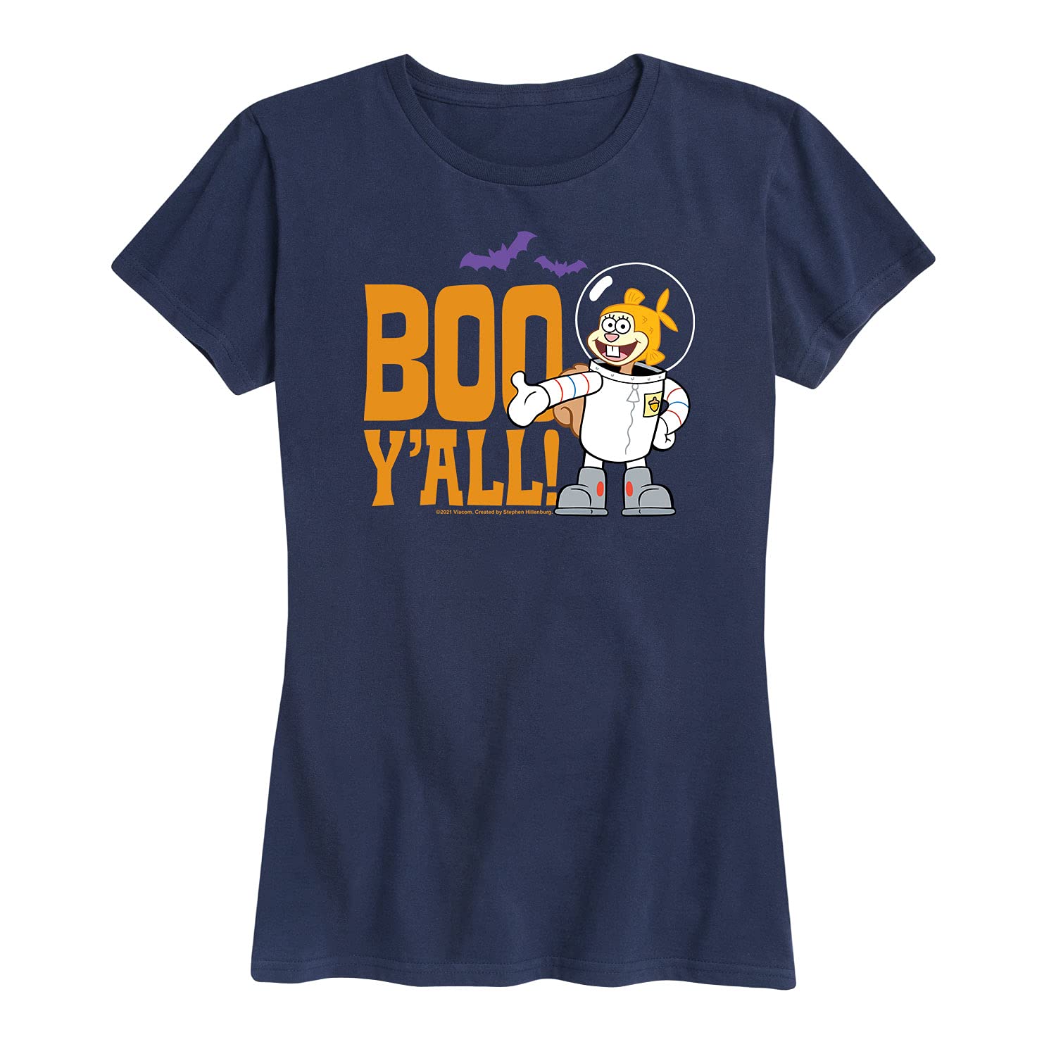 Spongebob Squarepants Sandy Boo Y'all Women's Short Sleeve Graphic T-Shirt | Funny Cartoon Tee for Women | Casual Wear, Cosplay & Gift Idea