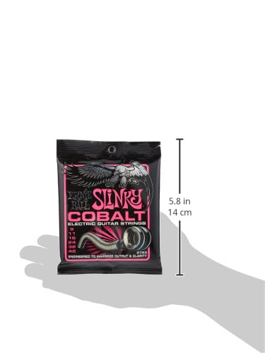 Ernie Ball Super Slinky Cobalt Electric Guitar Strings 9-42 Gauge (P02723) - Bright Tone & Longevity for Rock, Blues & Metal Performances