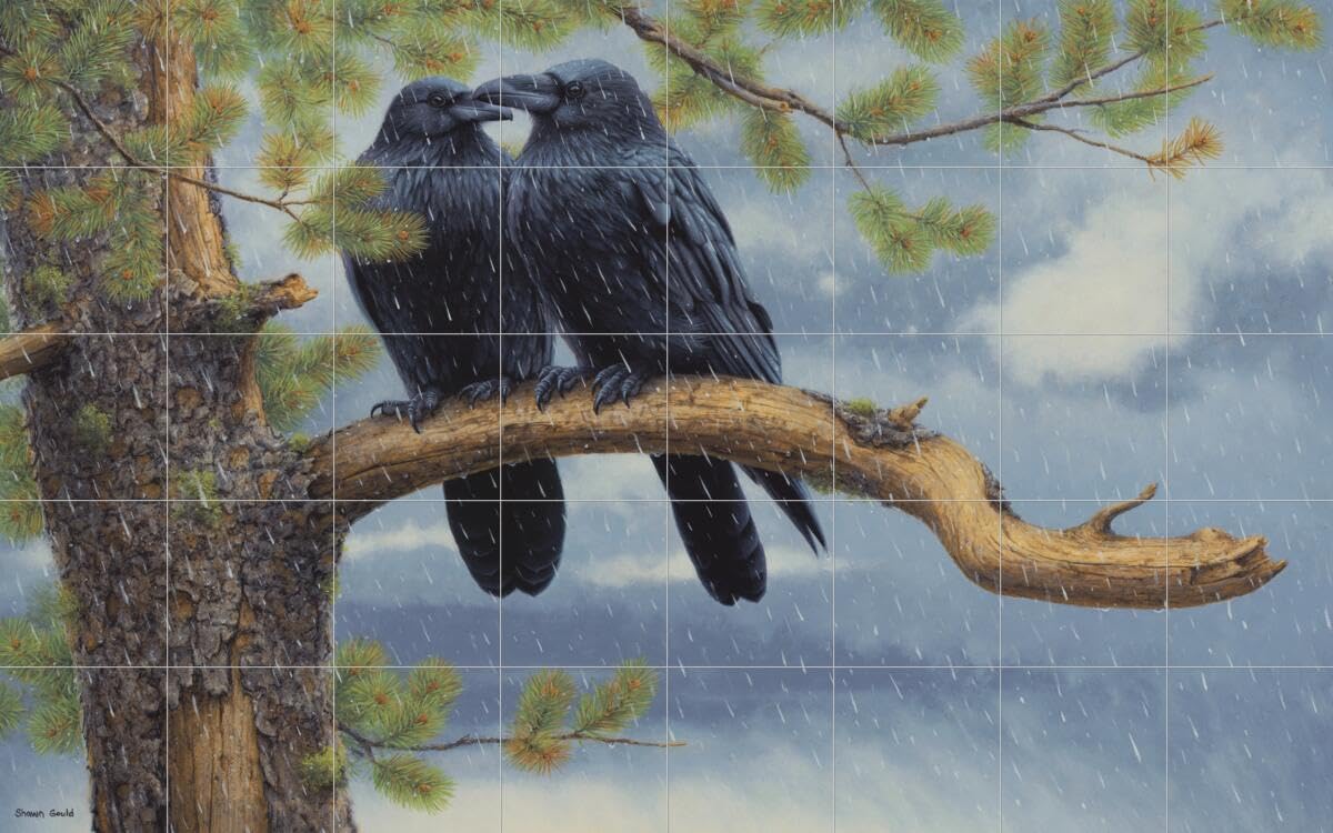 Ceramic Backsplash Tile Mural - Beautiful Backyard Bird Design by Shawn Gould for Kitchen & Bathroom - Perfect for Home Decor and Storm Shelter Theme
